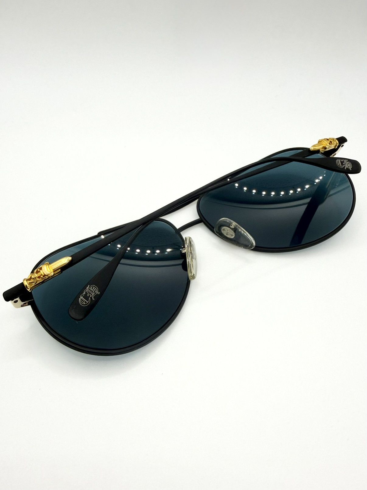 Chrome Hearts Chrome Hearts ‘Stains IV’ Gold Dagger Aviator Sunglasses Size ONE SIZE - 7 Thumbnail