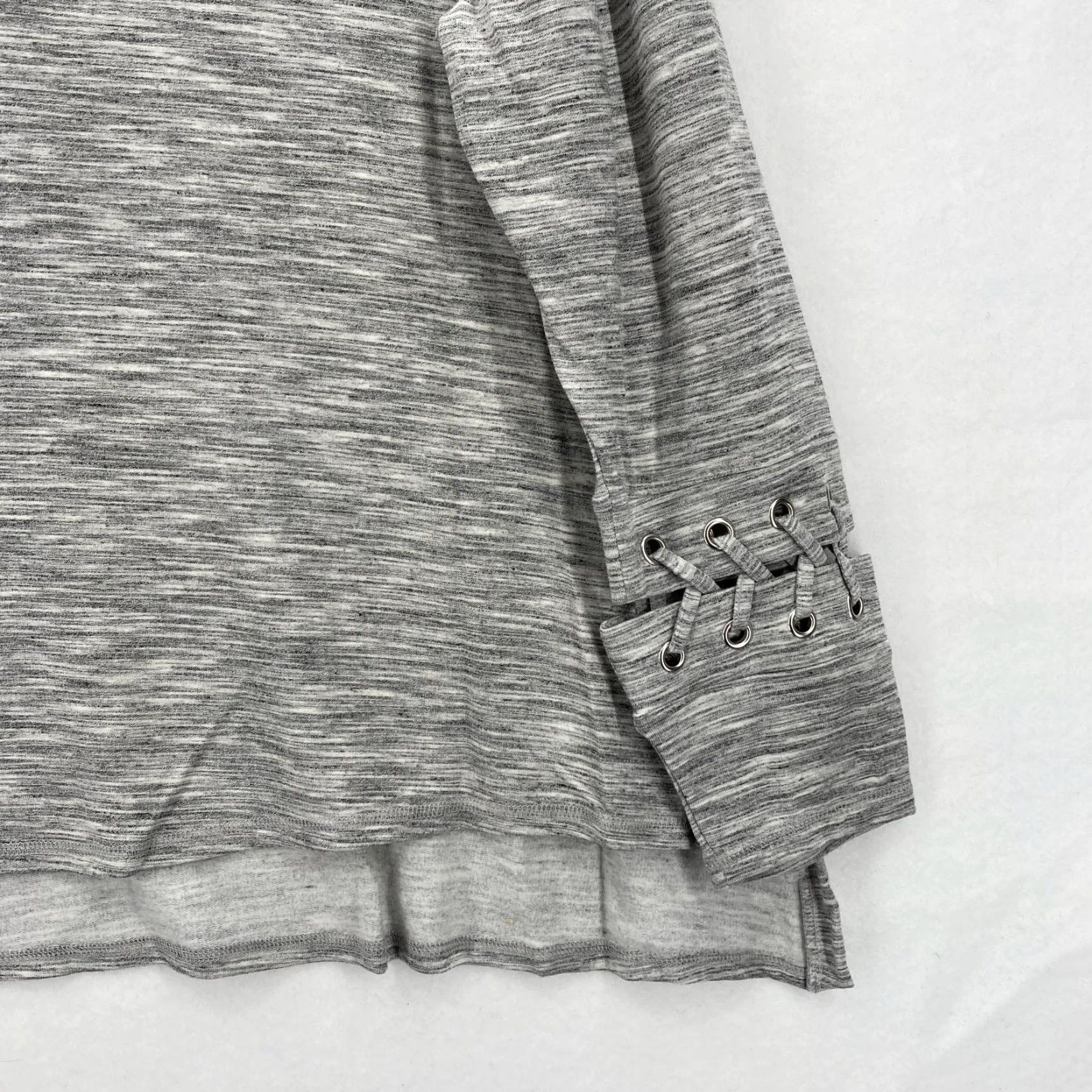 Vintage LIVI Active Pullover Womens 2X Gray Lace-Up Sleeve High-Low Hem Soft Size XXL / US 16-18 / IT 52-54 - 3 Thumbnail