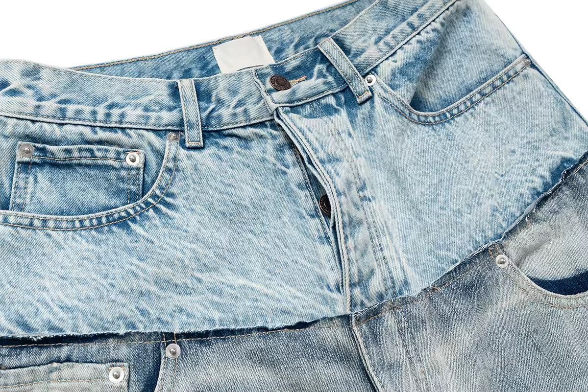 Jean × Vintage Double-layer Waist Patchwork Baggy Jeans Size US 33 - 4 Thumbnail