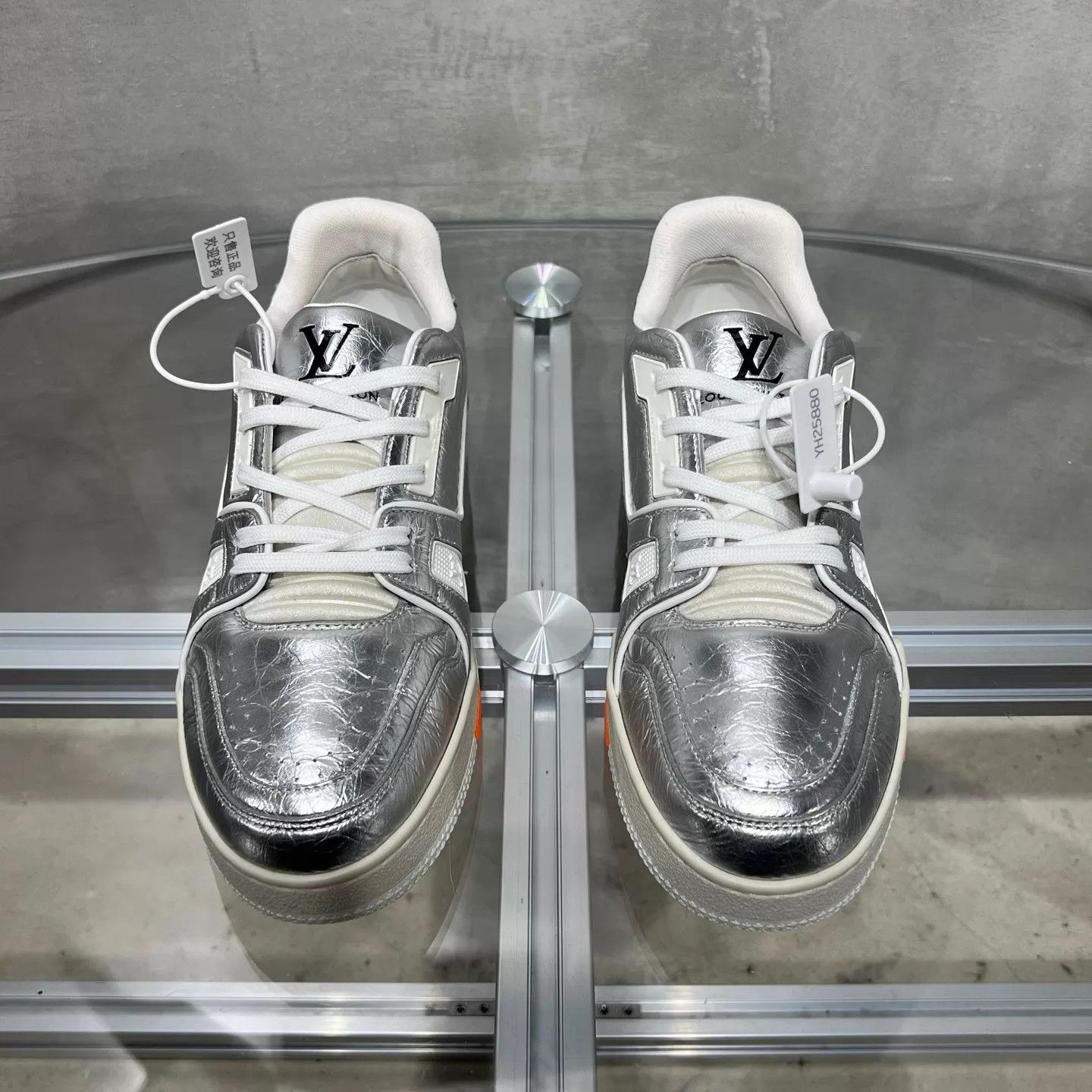 Louis Vuitton LV Trainer Silver Foil UK5.5 (39.5) YH25879 Size US 6.5 / EU 39-40 - 1 Thumbnail