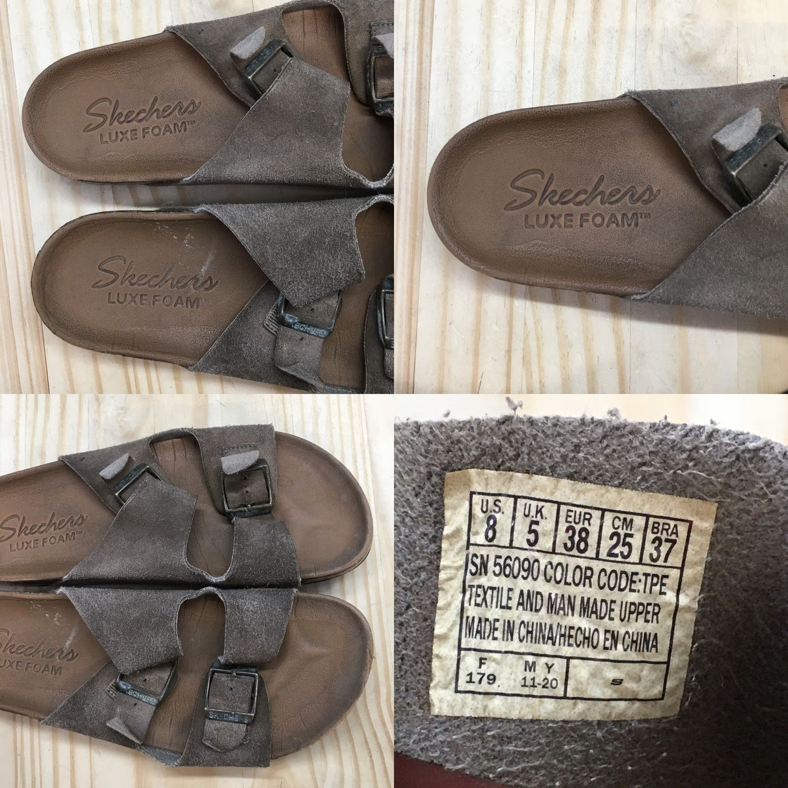 SKECHERS Skechers Sandal Womens 8 Taupe Luxe Foam Two Strap Buckle Slip On Casual Sandal Size US 8 / IT 38 - 9 Thumbnail