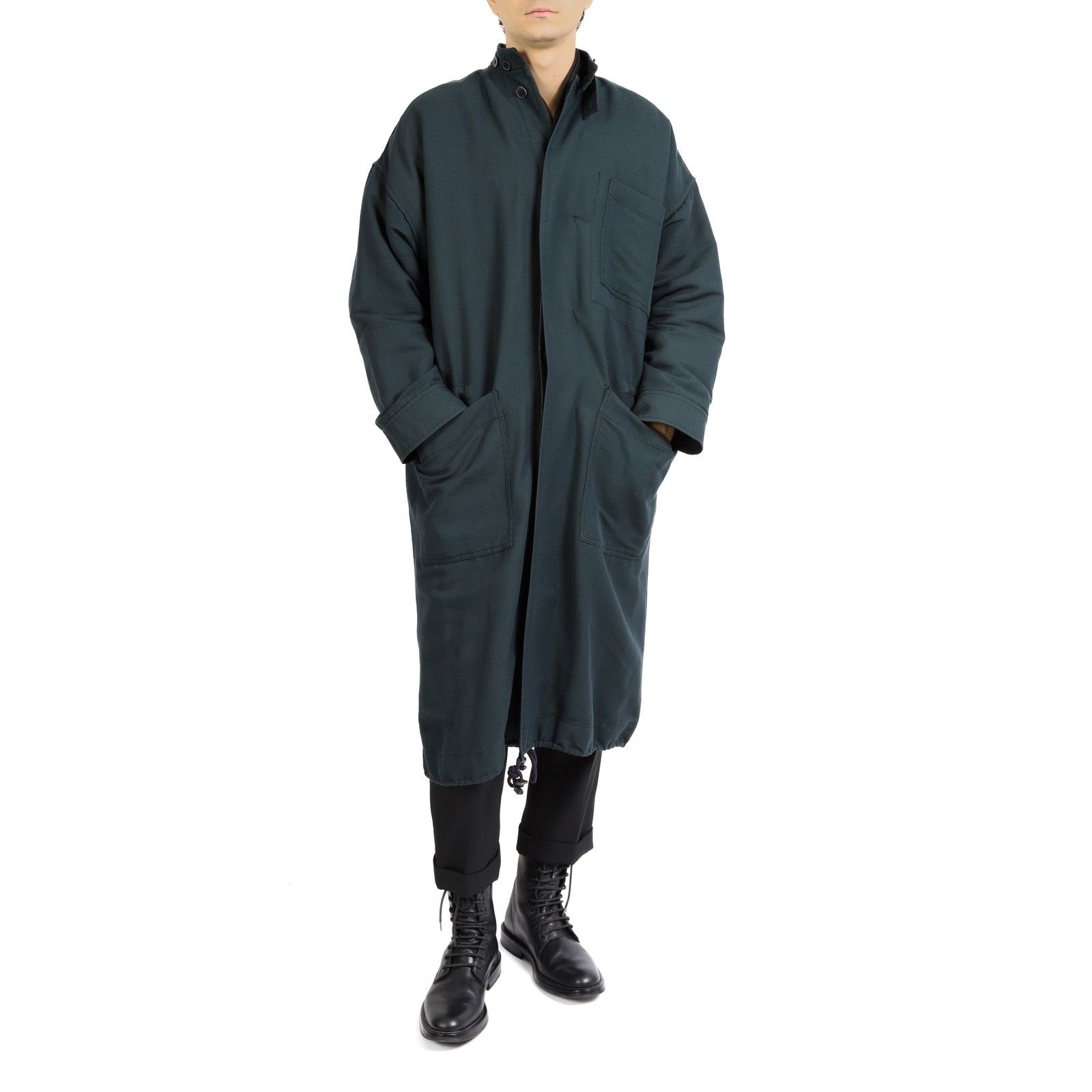 Haider Ackermann FW17 Oversized Quilted Coat in Teal Wool Size US XS / EU 42 / 0 - 3 Thumbnail