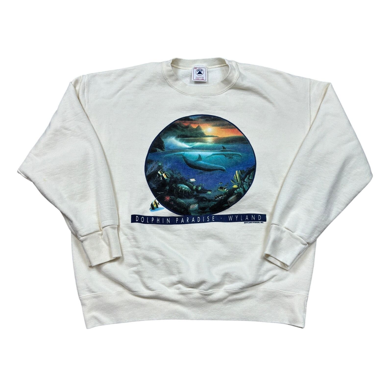 Delta Vintage 90s Dolphin Paradise Wyland Sweatshirt Men's XL Size US XL / EU 56 / 4 - 1 Thumbnail
