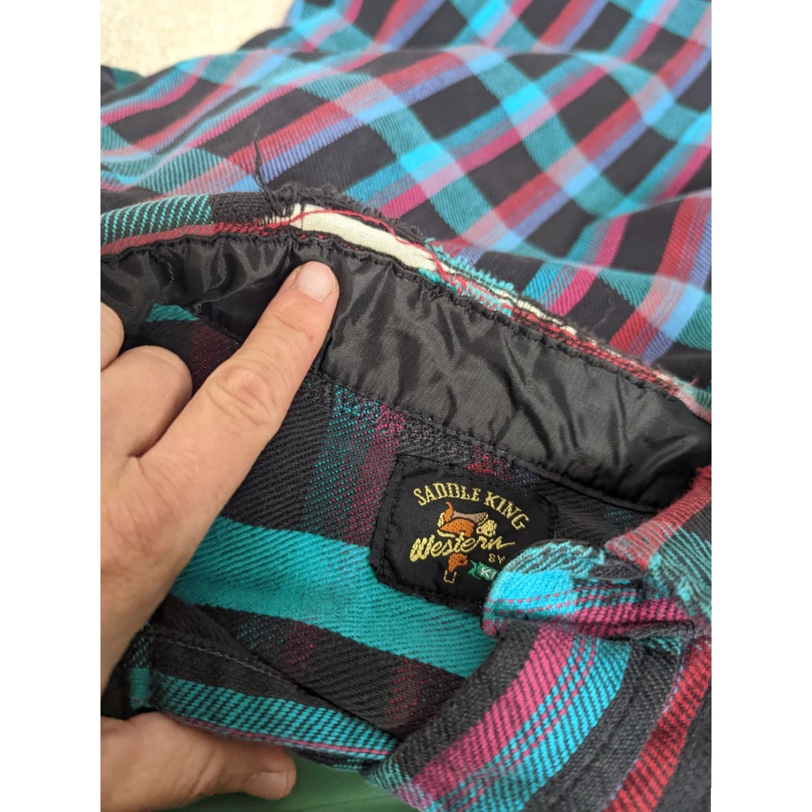 Vintage VINTAGE Saddle King Western Pearl Snap Teal Plaid Shirt Men’s 2XL L2S Regular Long Sleeve Button-Up Knit Plaid Shirt Mens 2XL Size US XXL / EU 58 / 5 - 5 Thumbnail