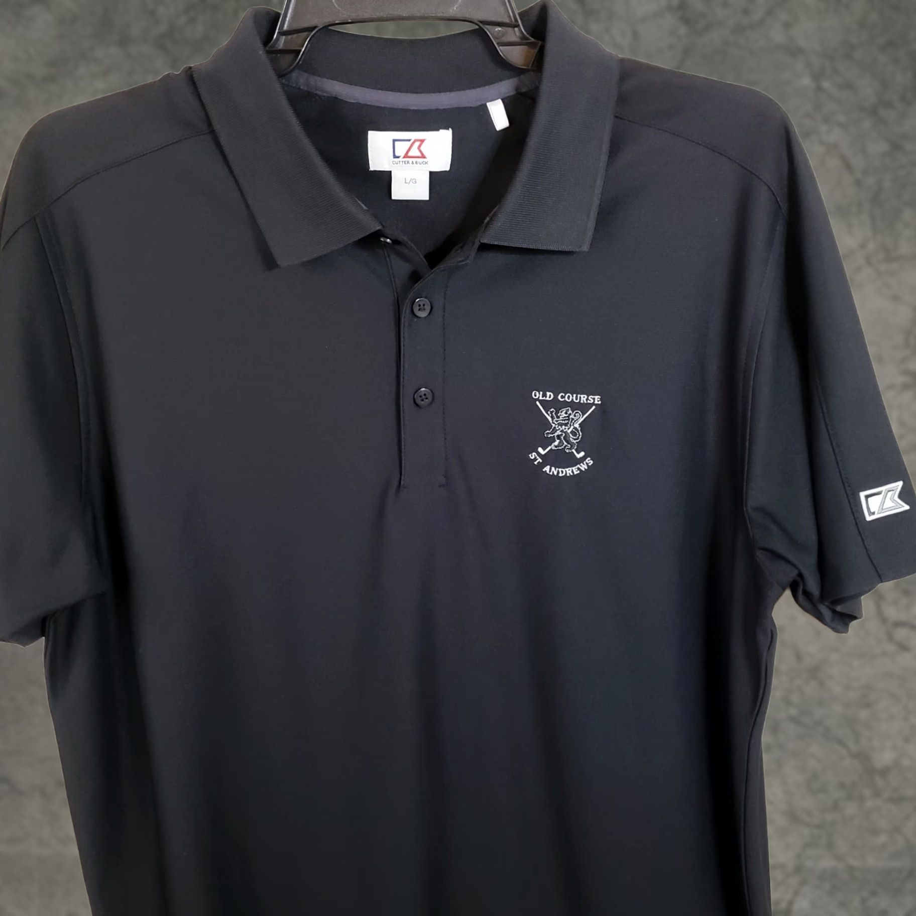 Cutter & Buck Cutter And Buck Polo Shirt Mens Large Black Old St. Andrews Logo Short Sleeve Golf Shirt Size US L / EU 52-54 / 3 - 1 Thumbnail