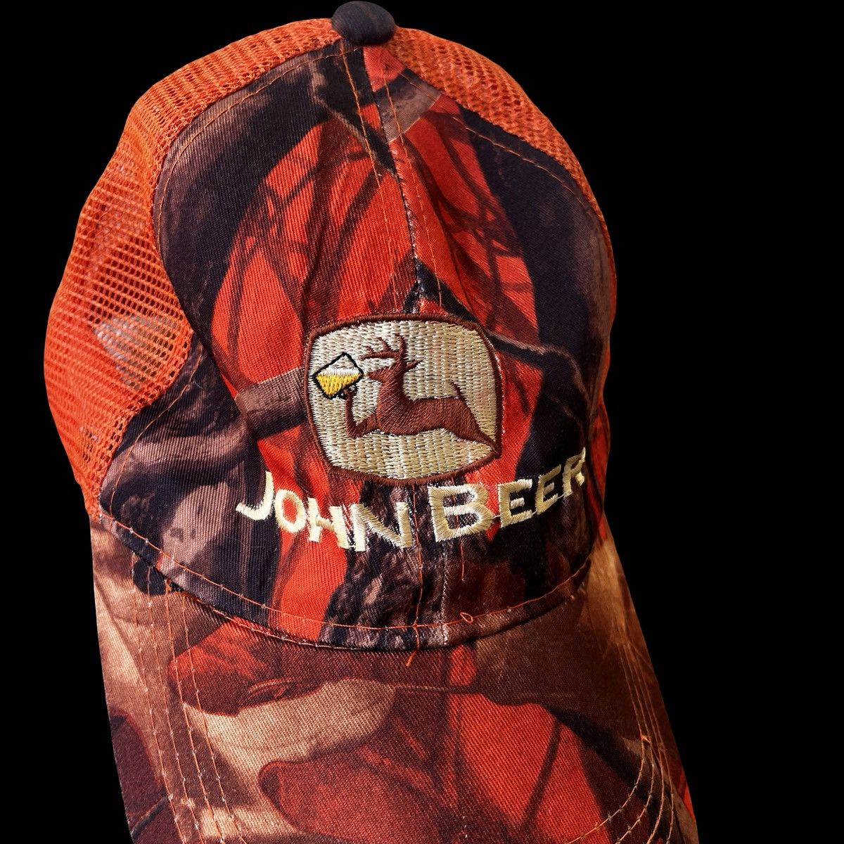 Other Vintage John Beer Orange Camo Hat Y2K 00's Parody Size ONE SIZE - 2 Thumbnail