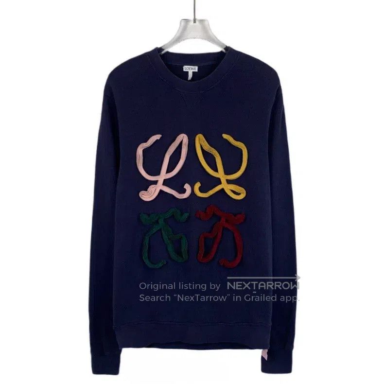 Loewe Loewe Dark Blue Logo Colorblock Cotton Crewneck Long Sleev Size S / US 4 / IT 40 - 1 Thumbnail