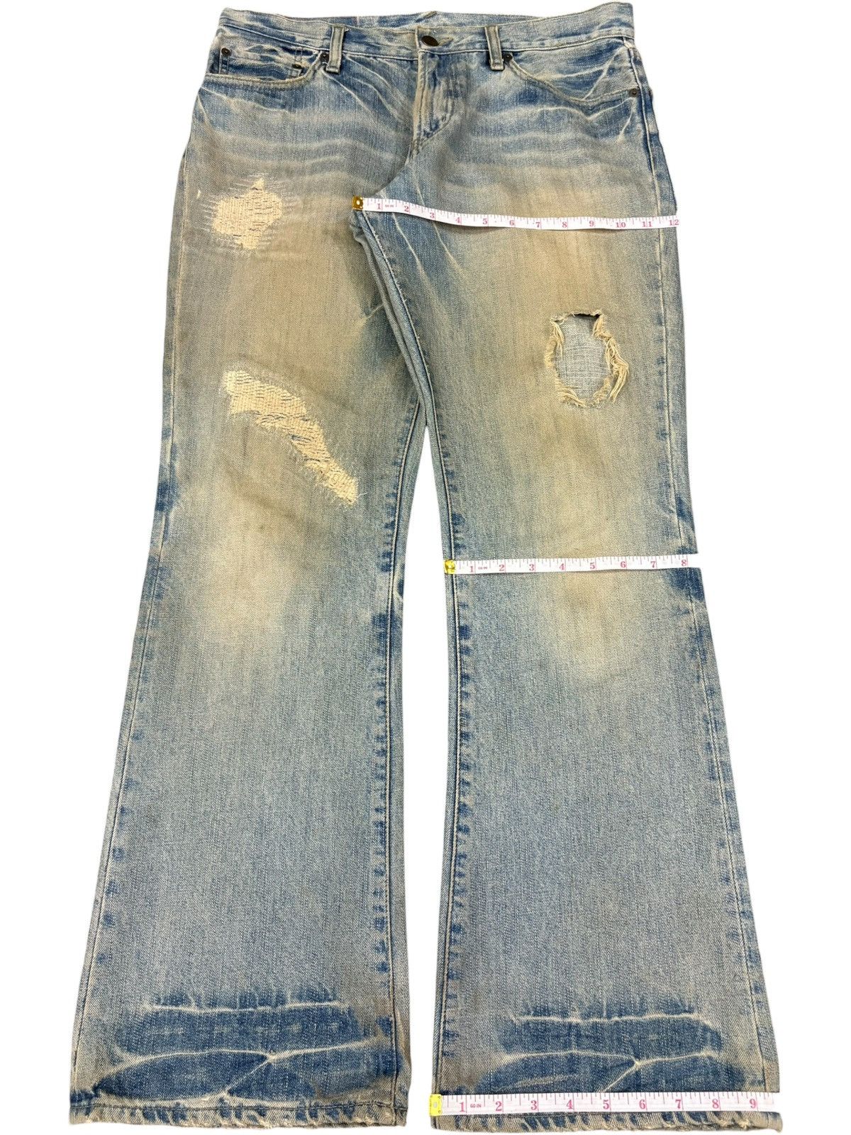 Tornado Mart Vintage Japanese Brand Rusty Wash Distress Flare Jeans Size US 34 / EU 50 - 12 Thumbnail