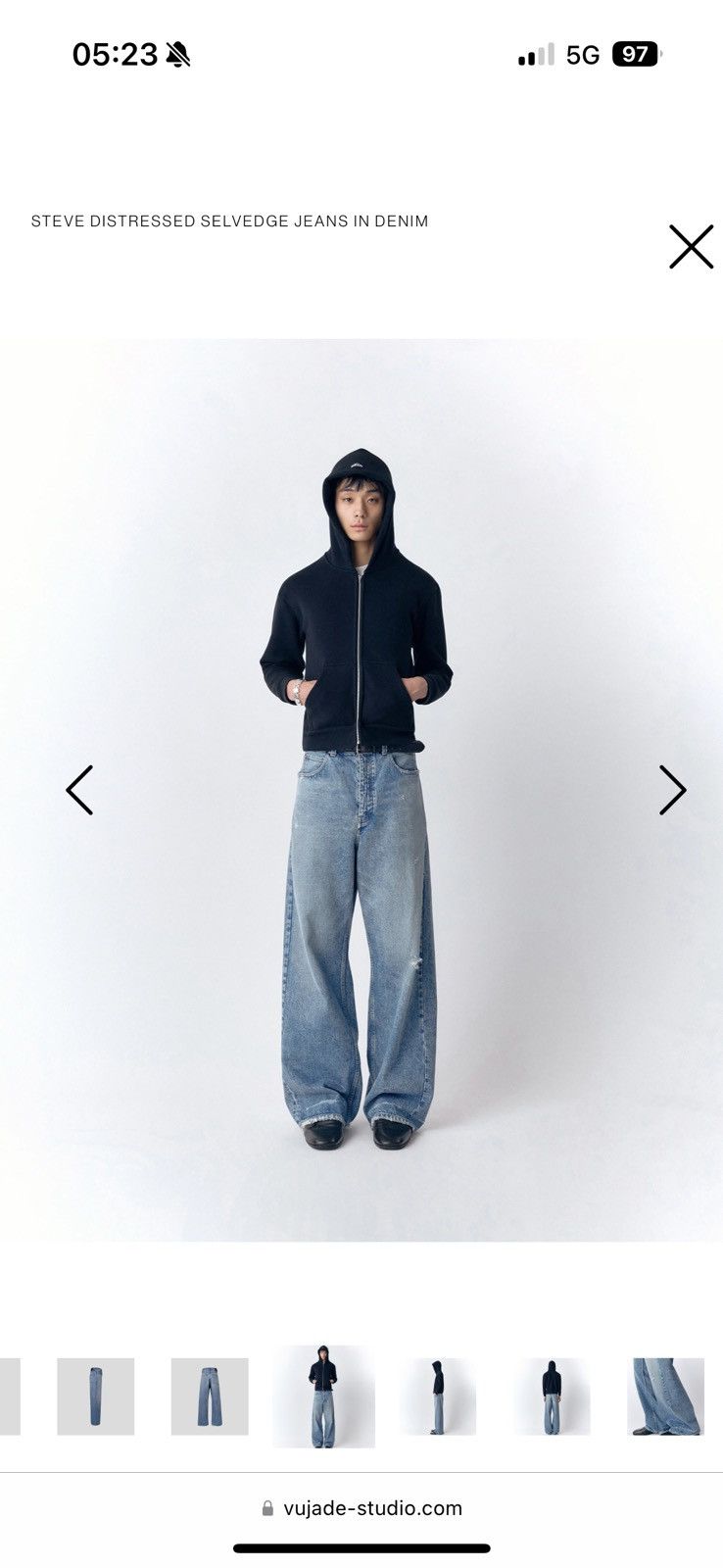 vujade STEVE DISTRESSED SELVEDGE JEANS
