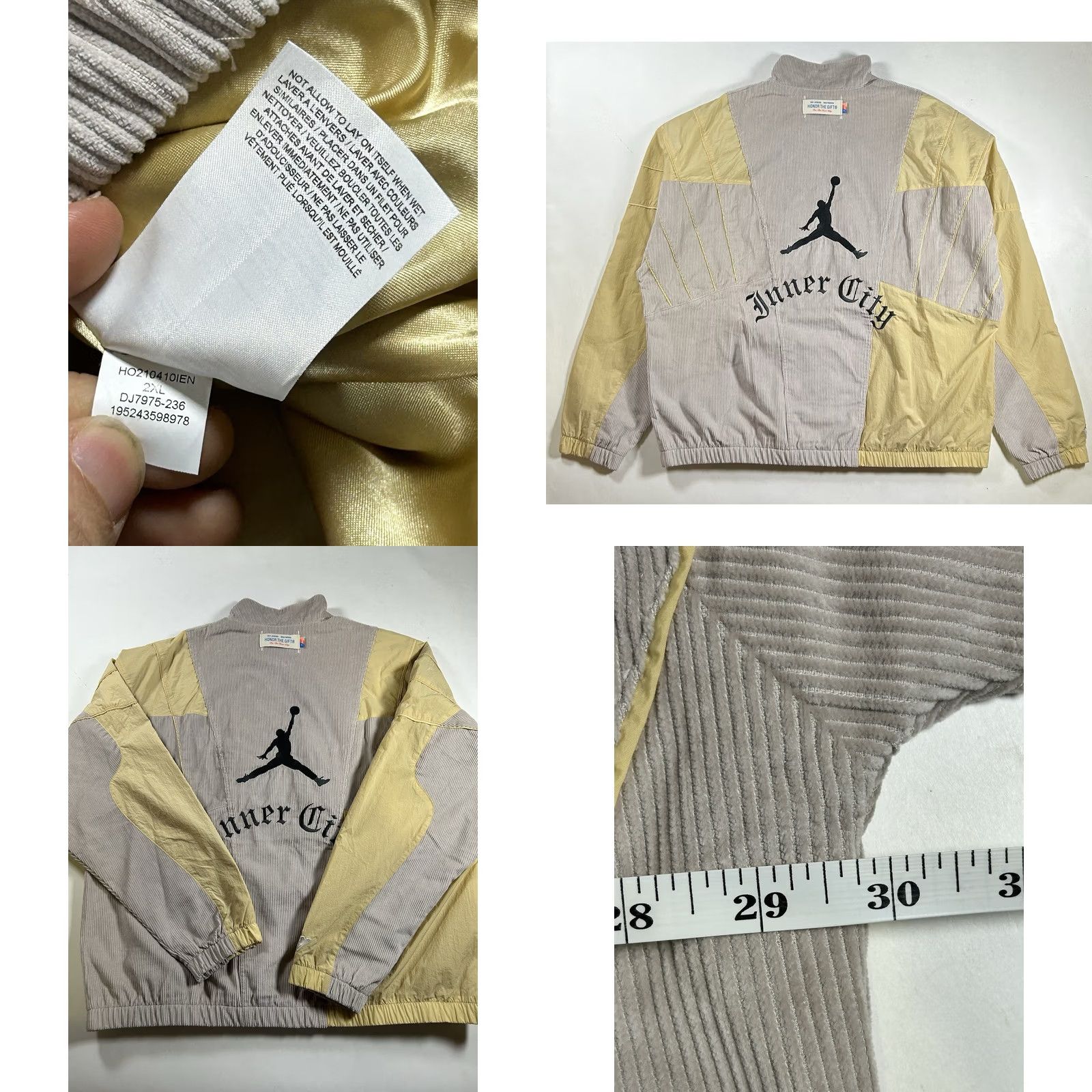 Jordan Brand Air Jordan Honor The Gift Inner City Russell Westbrook Cord Suit Set Jacket 2XL Beige Mens Size 48R - 9 Thumbnail