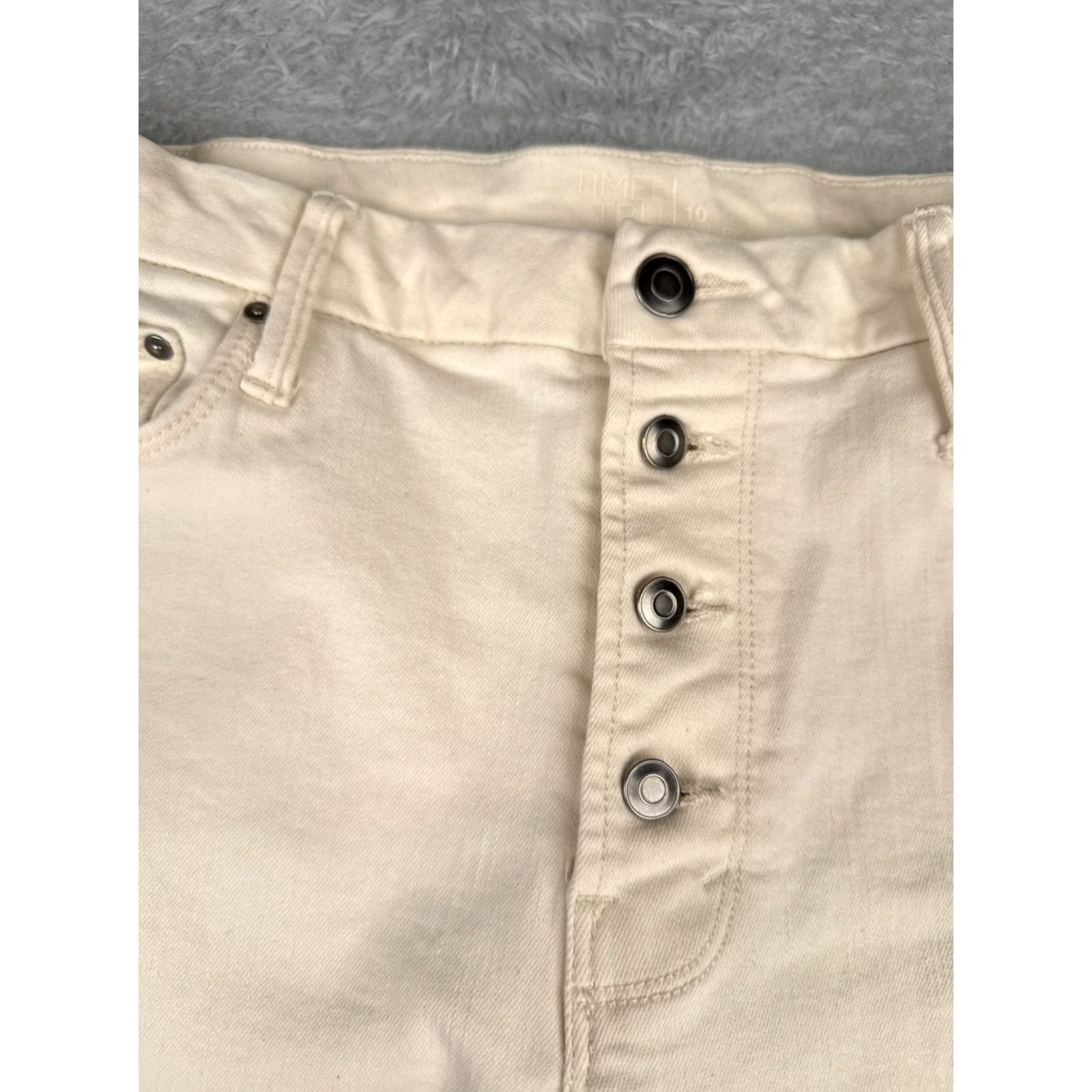 Vintage Time And Tru Jeans Women 10 Ivory Denim Wide-Leg High Rise Button Fly 30x24 Size 32" / US 10 / IT 46 - 5 Thumbnail