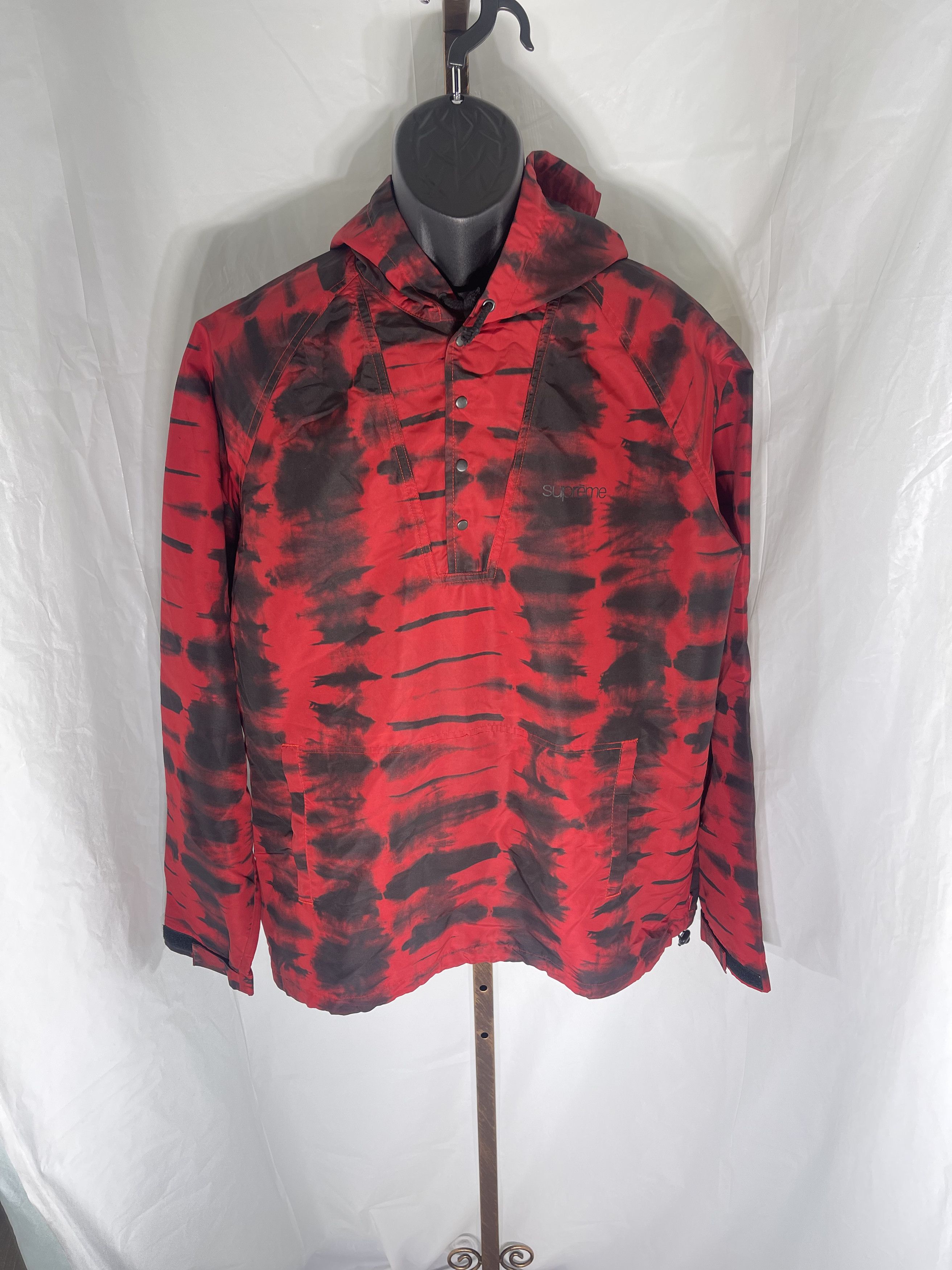 Image of Supreme Ss13 Tie Dye Anorak Pullover in Red Tiger Stripe, Men's (Size XL)