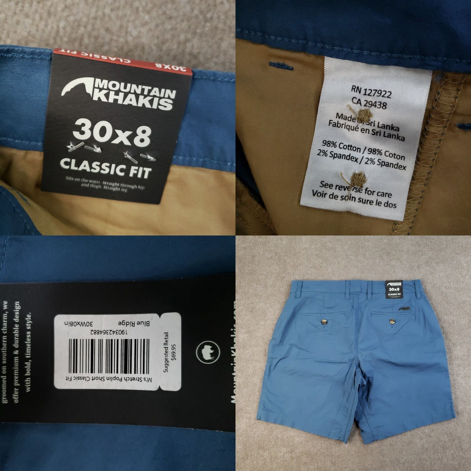 Mountain Khakis Mountain Khakis Shorts Mens Size 30 Blue Stretch Poplin Classic Fit 8" Inseam Size US 30 / EU 46 - 9 Thumbnail
