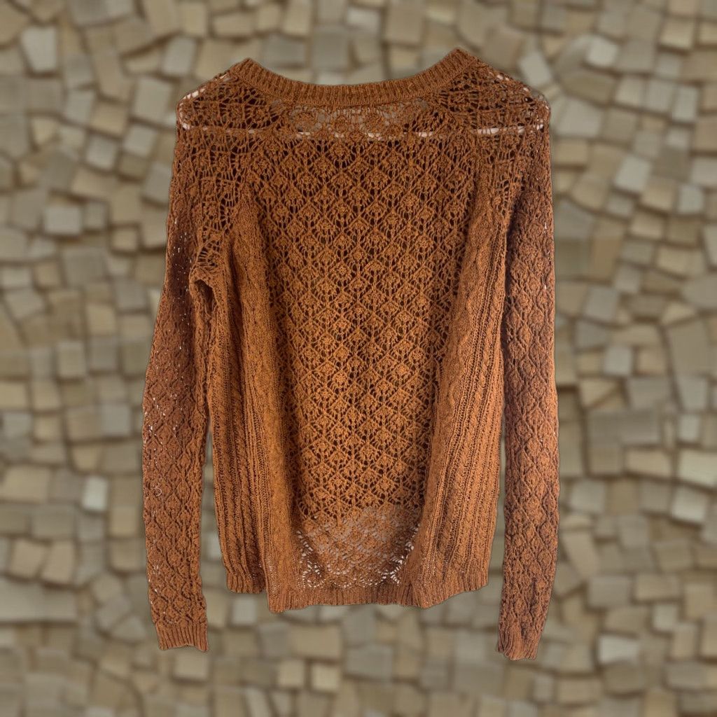 Vintage Maurices Sweater Women's Size M Brown Loose Knit Pullover Crew Neck Semi Sheer Knit Shirt Size M / US 6-8 / IT 42-44 - 1 Thumbnail