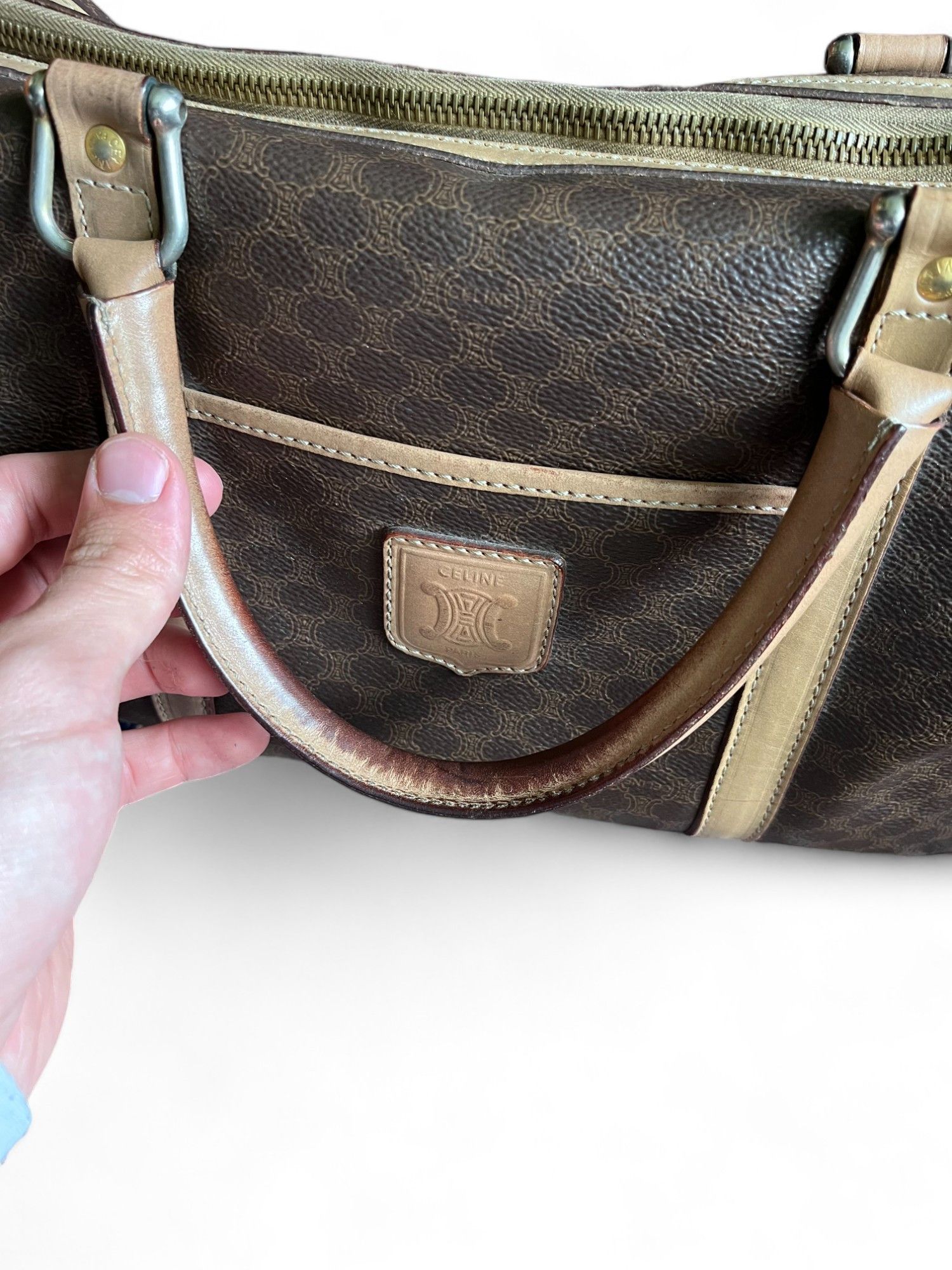 Celine Celine - Mini Boston Handbag Brown Beige Leather Monogram Size ONE SIZE - 7 Thumbnail