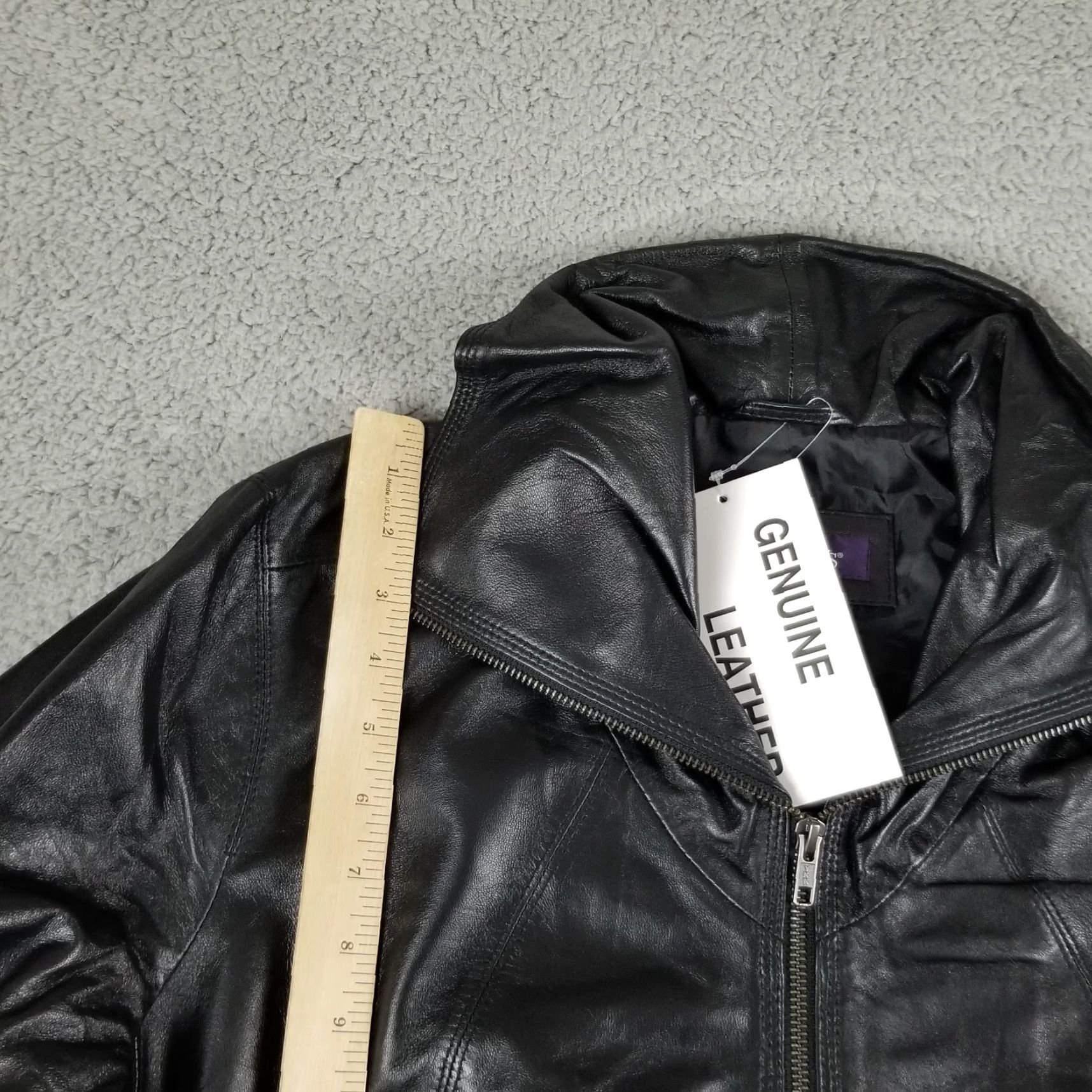 Vintage Roaman's Jacket Genuine Leather A-line Coat 18W 1X Plus Size Black NWT Motorcycle Outdoor Leather Jacket with Front Zipper Genuine leather jacket Size XXL / US 16-18 / IT 52-54 - 2 Thumbnail