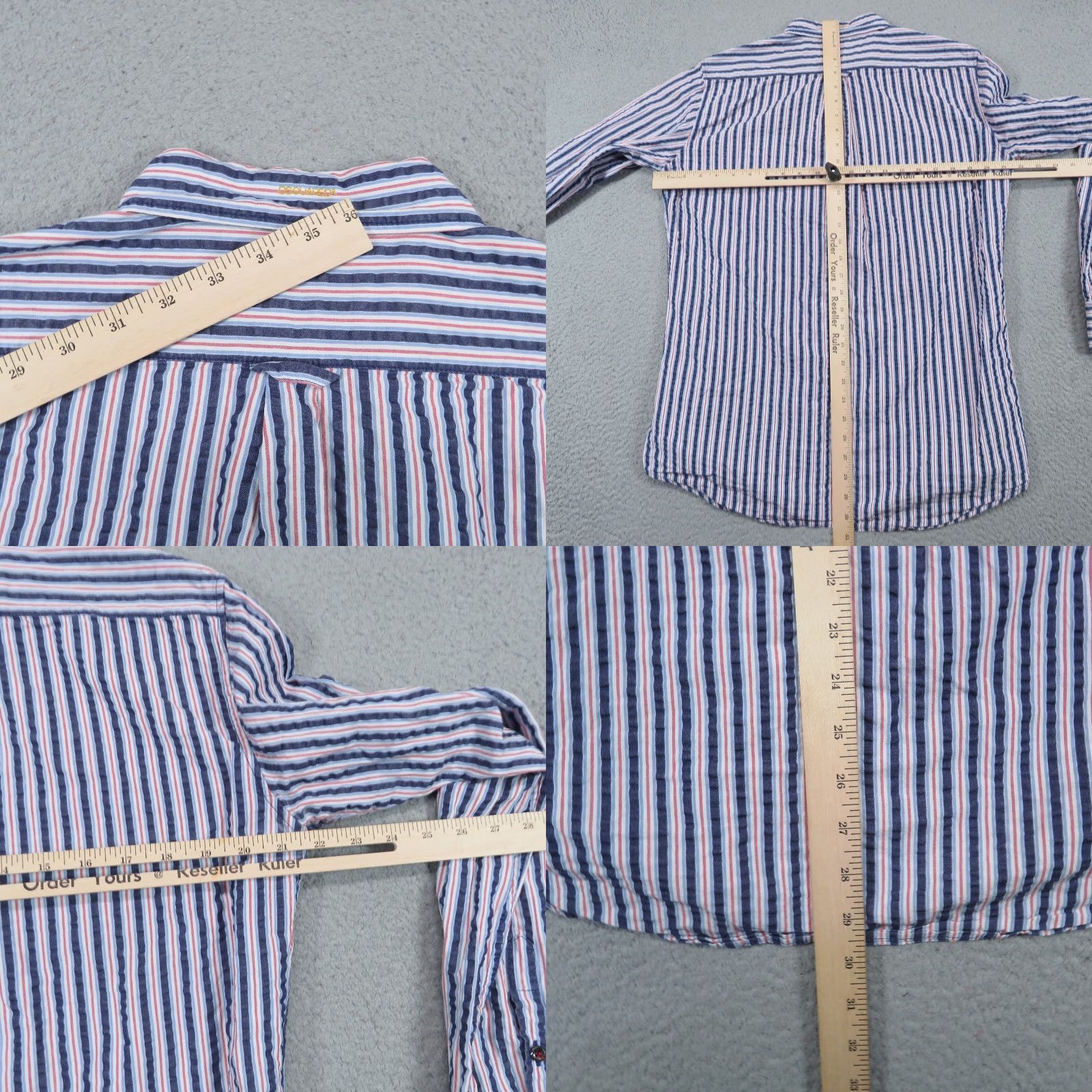 Dsquared2 Dsquared2 Shirt Mens 50 Large Blue Red White Seersucker Textured Button Luxury Size US L / EU 52-54 / 3 - 8 Thumbnail