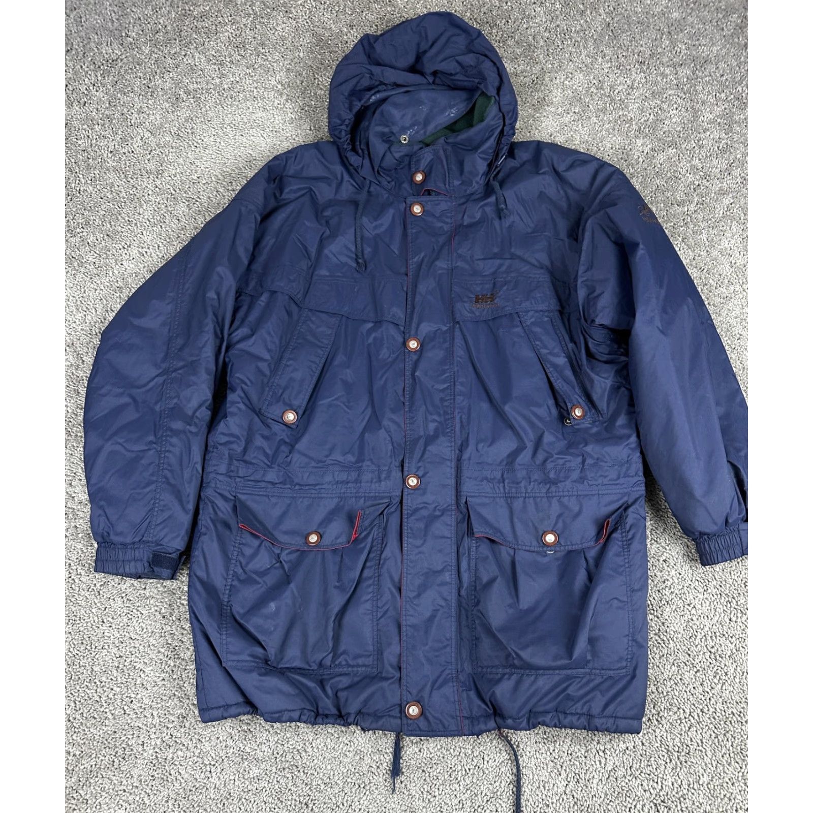 Helly Hansen VINTAGE Helly Hansen Jacket Mens Large Navy Hooded Parka Quilted Lined Multi Pocket Size US L / EU 52-54 / 3 - 3 Thumbnail