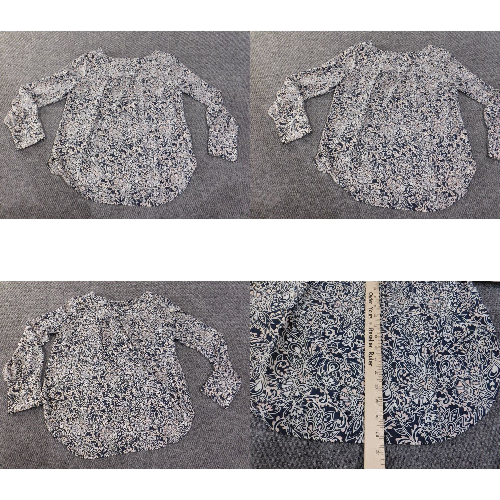 Ann Taylor Loft Top Medium Blue Floral Womens Pullover Coastal Cotton Polyester Casual Shirt Blouse M Womens Regular Knit Size M / US 6-8 / IT 42-44 - 8 Thumbnail