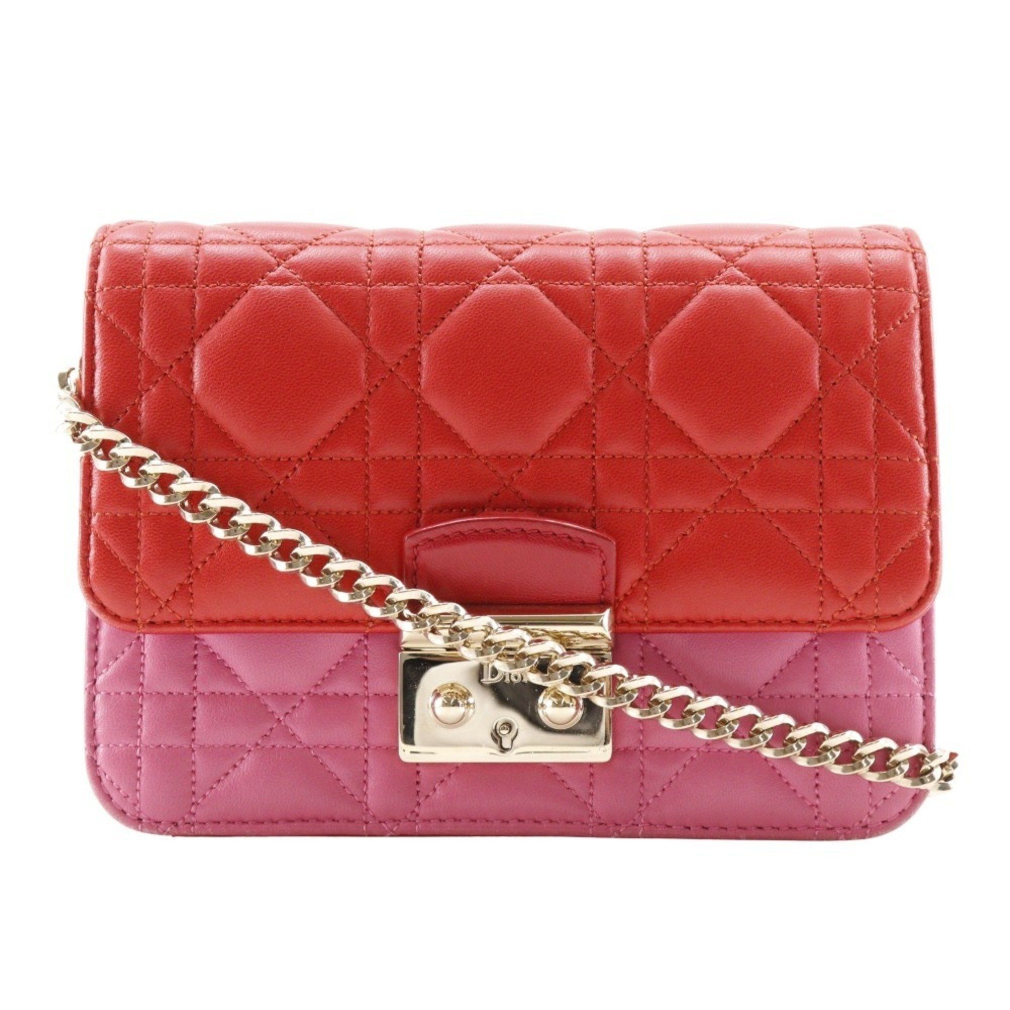 Dior Christian Dior Chain Shoulder Bag Cannage Clutch S0252OTRI M79D Lambskin Red/Pink 2way Flap ChainShoulder Women's T131825677 Size ONE SIZE - 1 Thumbnail