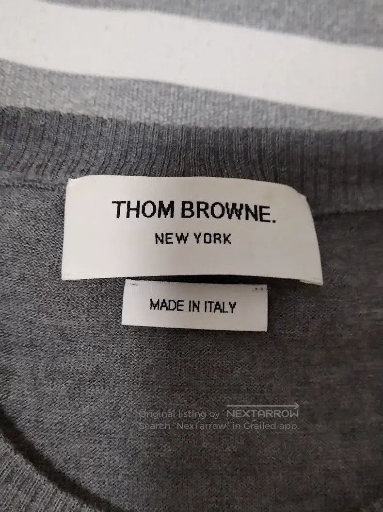Thom Browne Thom Browne Four Stripes Gray Wool Knit Sweater Size US XL / EU 56 / 4 - 2 Thumbnail
