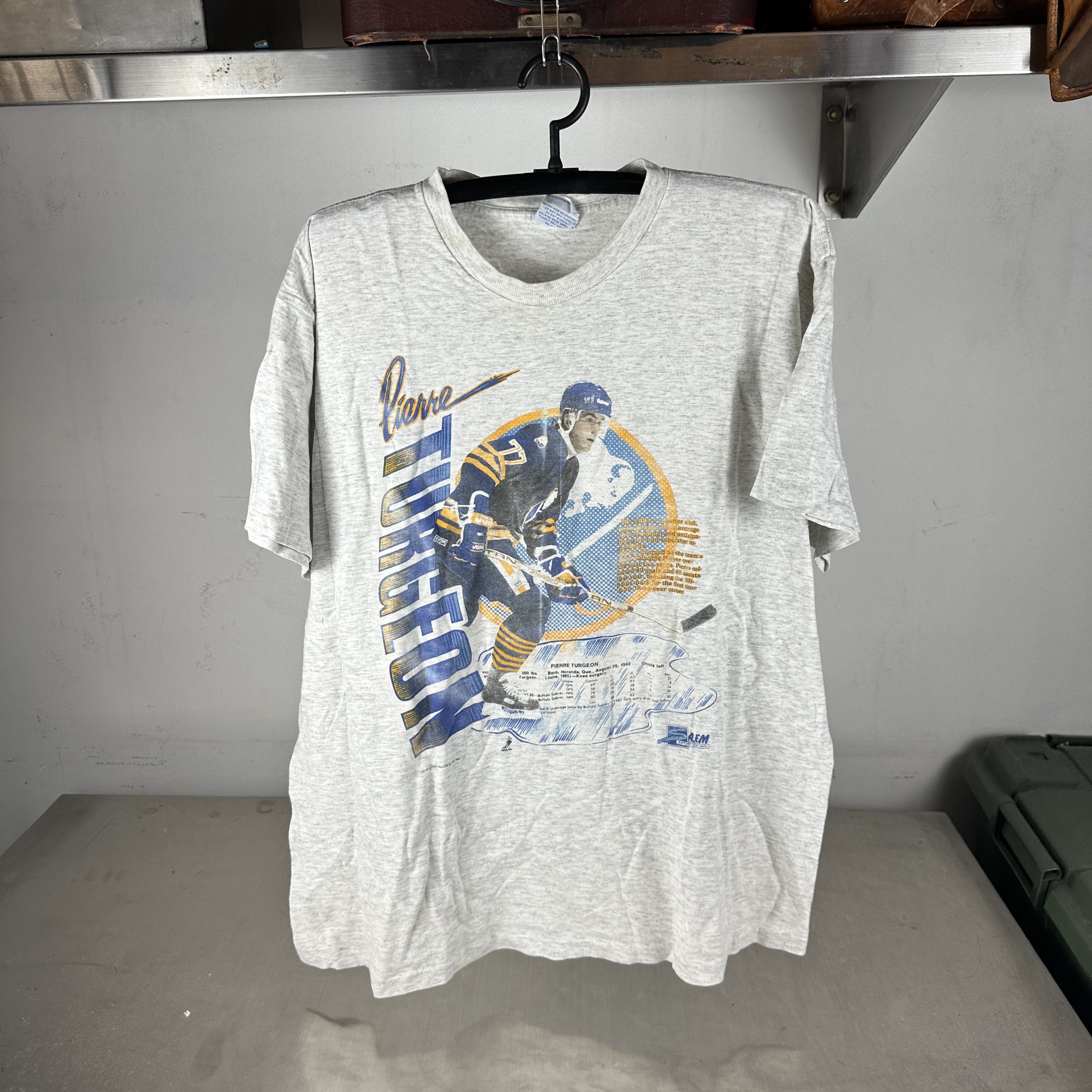 Vintage Vintage 1990 Pierre Turgeon Buffalo Sabres NHL Salem T-shirt Size US XL / EU 56 / 4 - 1 Thumbnail