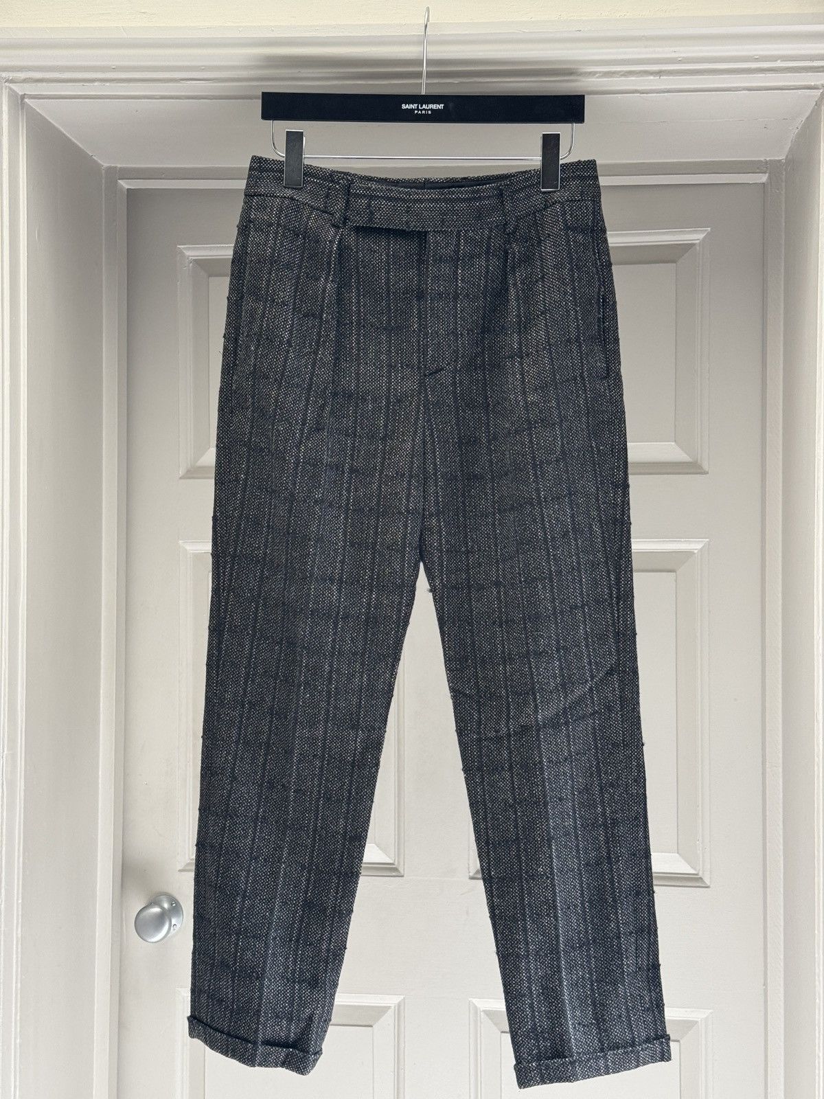 Saint Laurent Paris SAINT LAURENT Mens Black and White Wool Trousers IT 46 Size US 30 / EU 46 - 1 Thumbnail