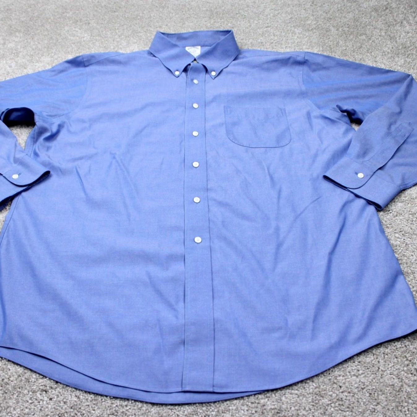 Brooks Brothers Brooks Brothers Dress Shirt Mens 17 35 Blue Non Iron 100% Cotton Regular Long Sleeve Button Closure Size 46R - 2 Thumbnail