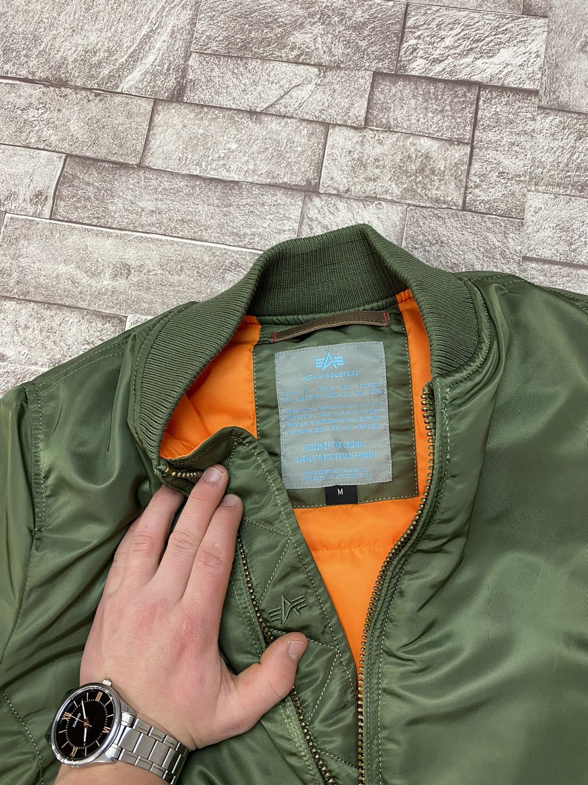 Alpha Industries × Vintage Olive Alpha Industries Bomber Jacket Khaki Size US S / EU 44-46 / 1 - 11 Thumbnail