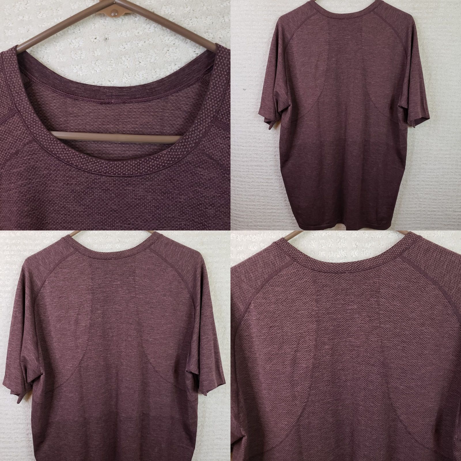 Lululemon Lululemon Men T-Shirt Burgundy Short Sleeve Crew Neck 2XL Athletic Fit 47 in Chest Breathing Lightweight Stretch Packable Cotton Lyocell Lycra Size US 39 - 8 Thumbnail