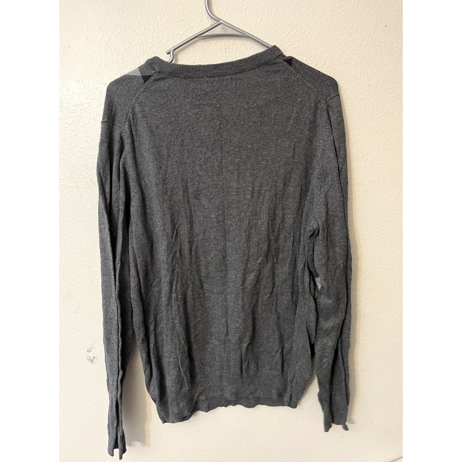 Croft & Barrow Croft & Barrow Mens XL Sweater V Neck Long Sleeve Argyle Gray Black Casual Golf Knit Pullover Size US XL / EU 56 / 4 - 2 Thumbnail