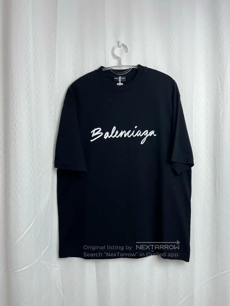 Balenciaga Balenciaga Handwritten solid letter logo print short sleev Size US S / EU 44-46 / 1 - 1 Thumbnail