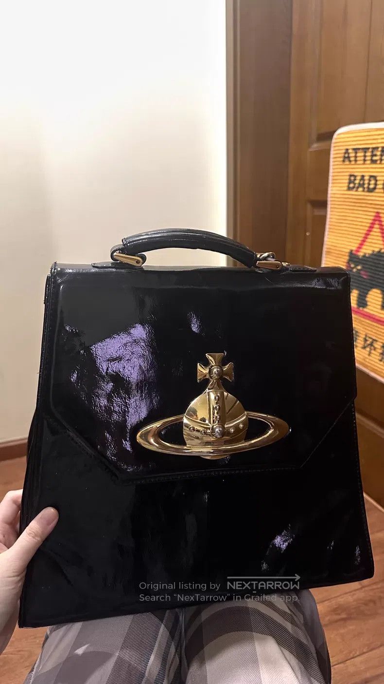 Vivienne Westwood Vivienne Westwood size os Large Logo Trapezoid Bag, Patent Size ONE SIZE - 3 Thumbnail