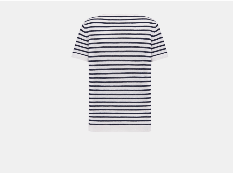Dior o1w1db11225 424S64 Short-Sleeved Sweater in Navy Blue/White Size M / US 6-8 / IT 42-44 - 2 Thumbnail