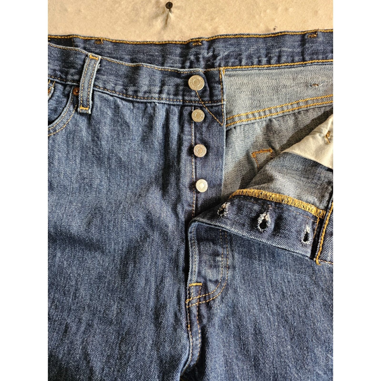 Levi's VINTAGE Levi Levi's 501 XX Button-Fly Jeans Dark Wash Denim Cotton Y2K Mens Size 40x30 Jeans Mens 40x30 Blue Regular Distressed 5-Pocket USA 501 Model Size US 40 / EU 56 - 3 Thumbnail