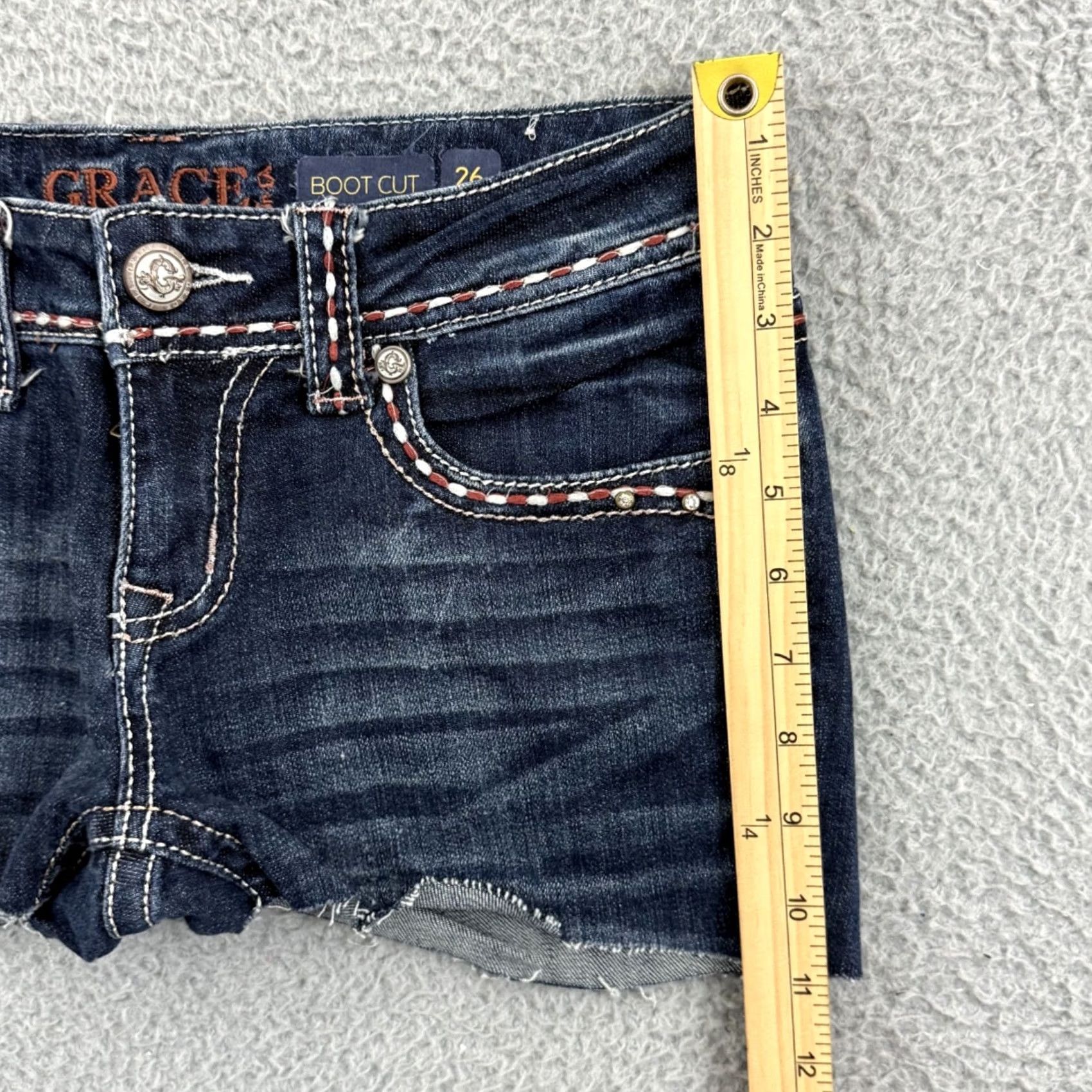 Grace in LA Grace In LA Denim Shorts Women 26 Blue Mid Rise Cut-Off Stretch Vintage No Size 26" / US 2 / IT 38 - 7 Thumbnail