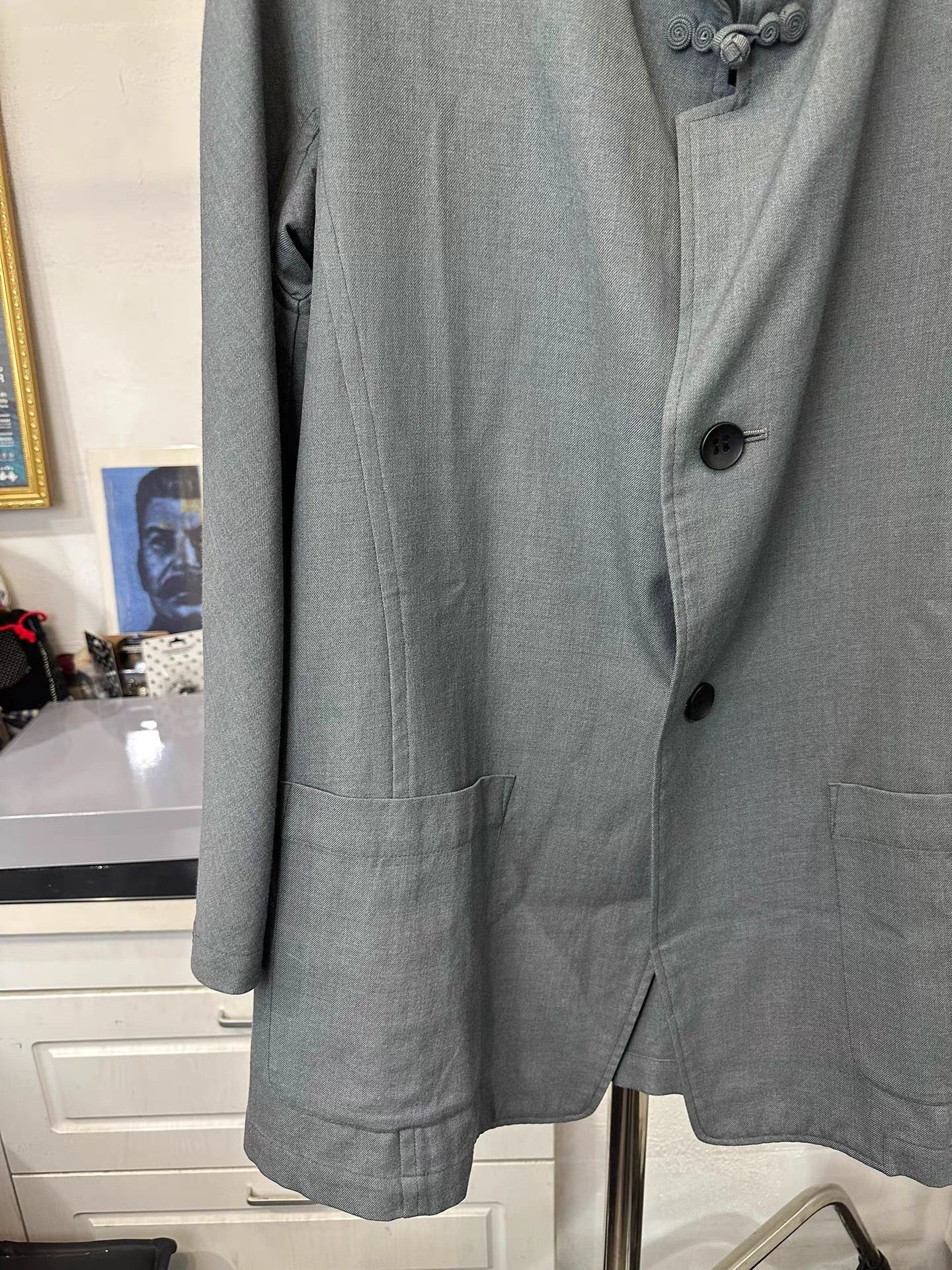 Yohji Yamamoto Gray Mandarin Collar Light Jacket - XL Size US XL / EU 56 / 4 - 4 Thumbnail