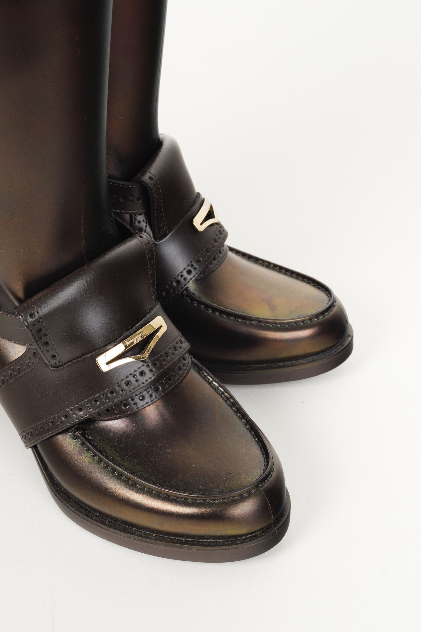 Salvatore Ferragamo Salvatore Ferragamo Tahla Iridescent Rubber High Rain Boots Size US 5 / IT 35 - 5 Thumbnail