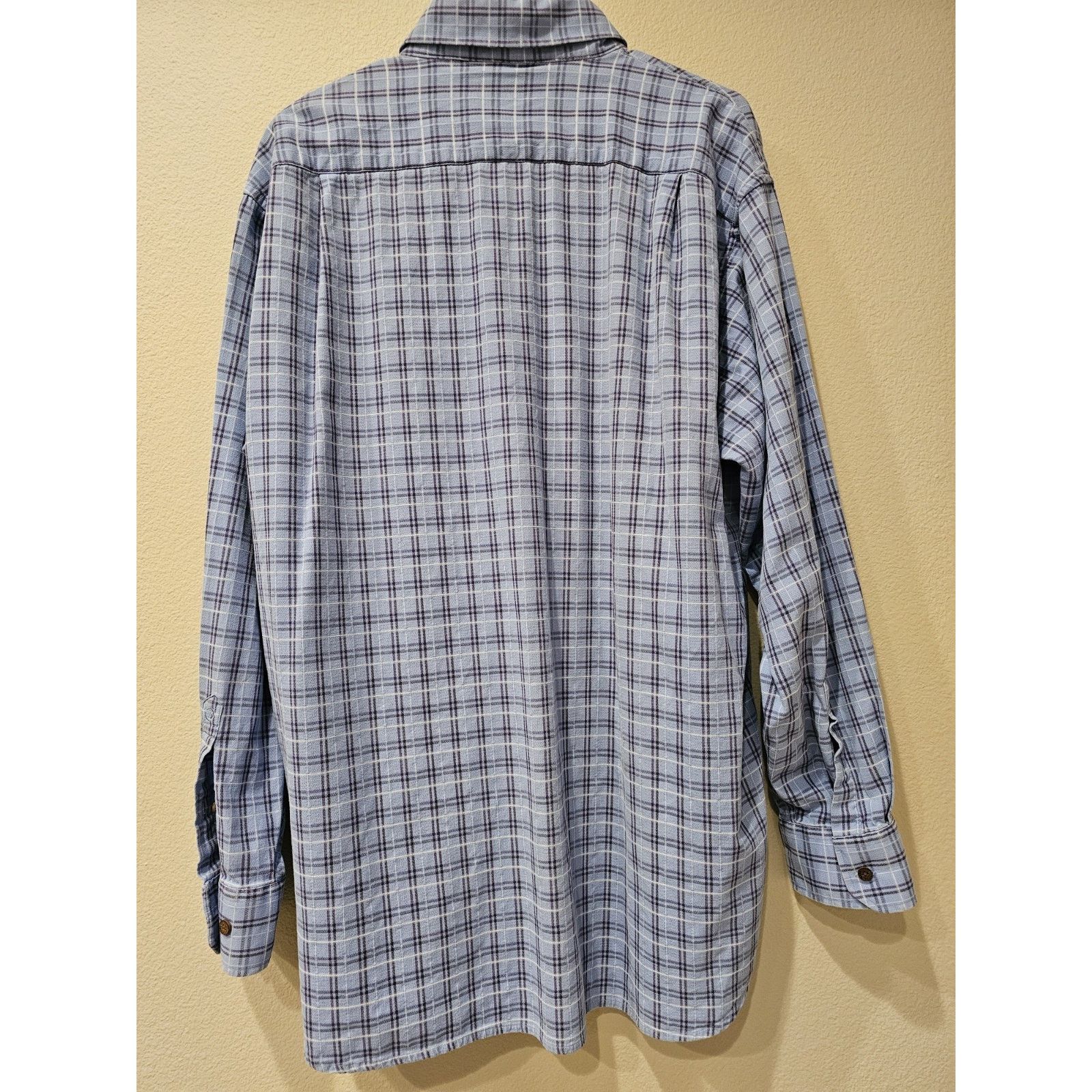 Born Born Button Up Mens L Blue Plaid Cotton Long Sleeve Size US XL / EU 56 / 4 - 4 Thumbnail