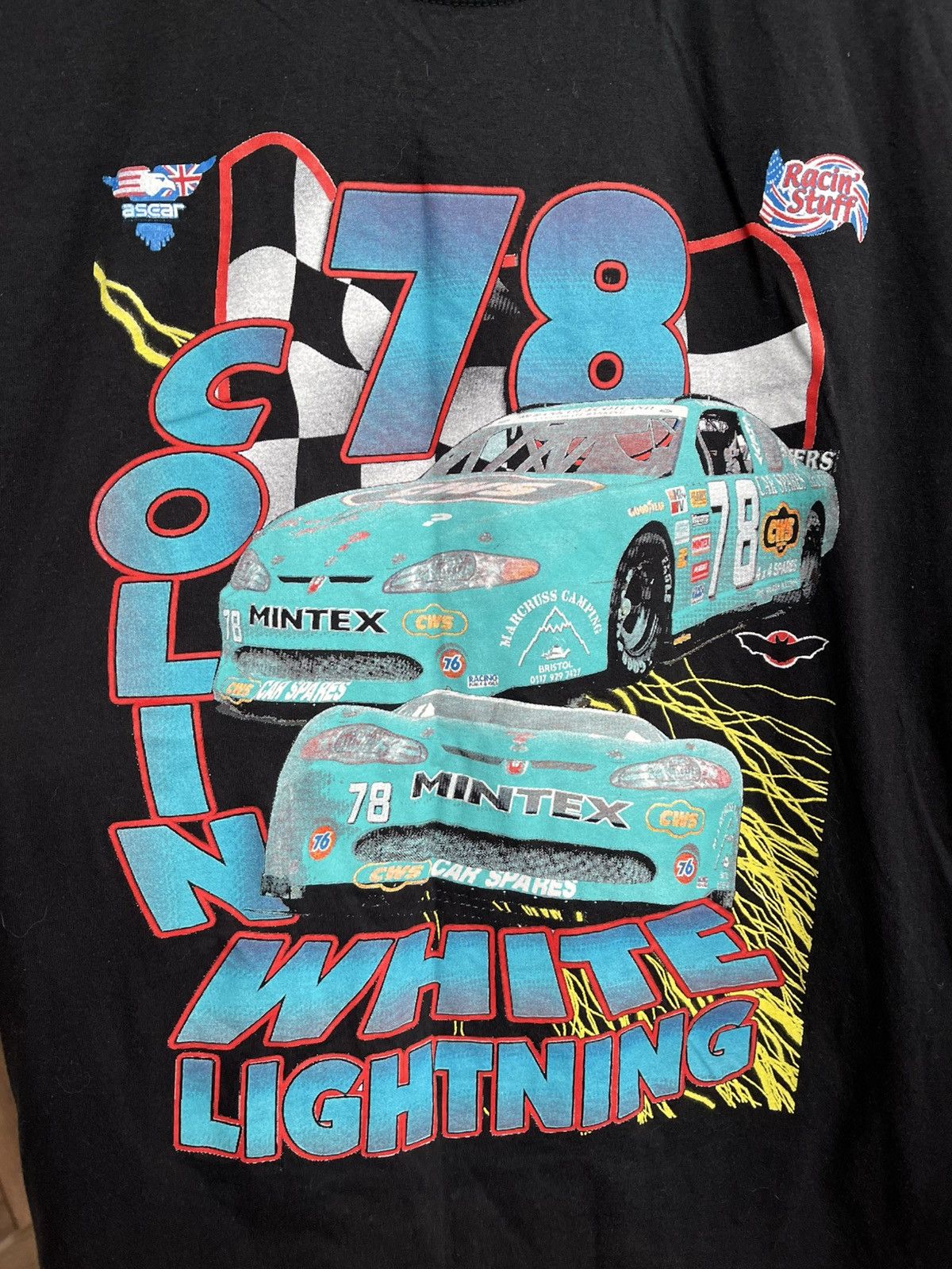 NASCAR Collin White Lightning Vintage Racing T-Shirt Tee 90s Size US M / EU 48-50 / 2 - 6 Thumbnail
