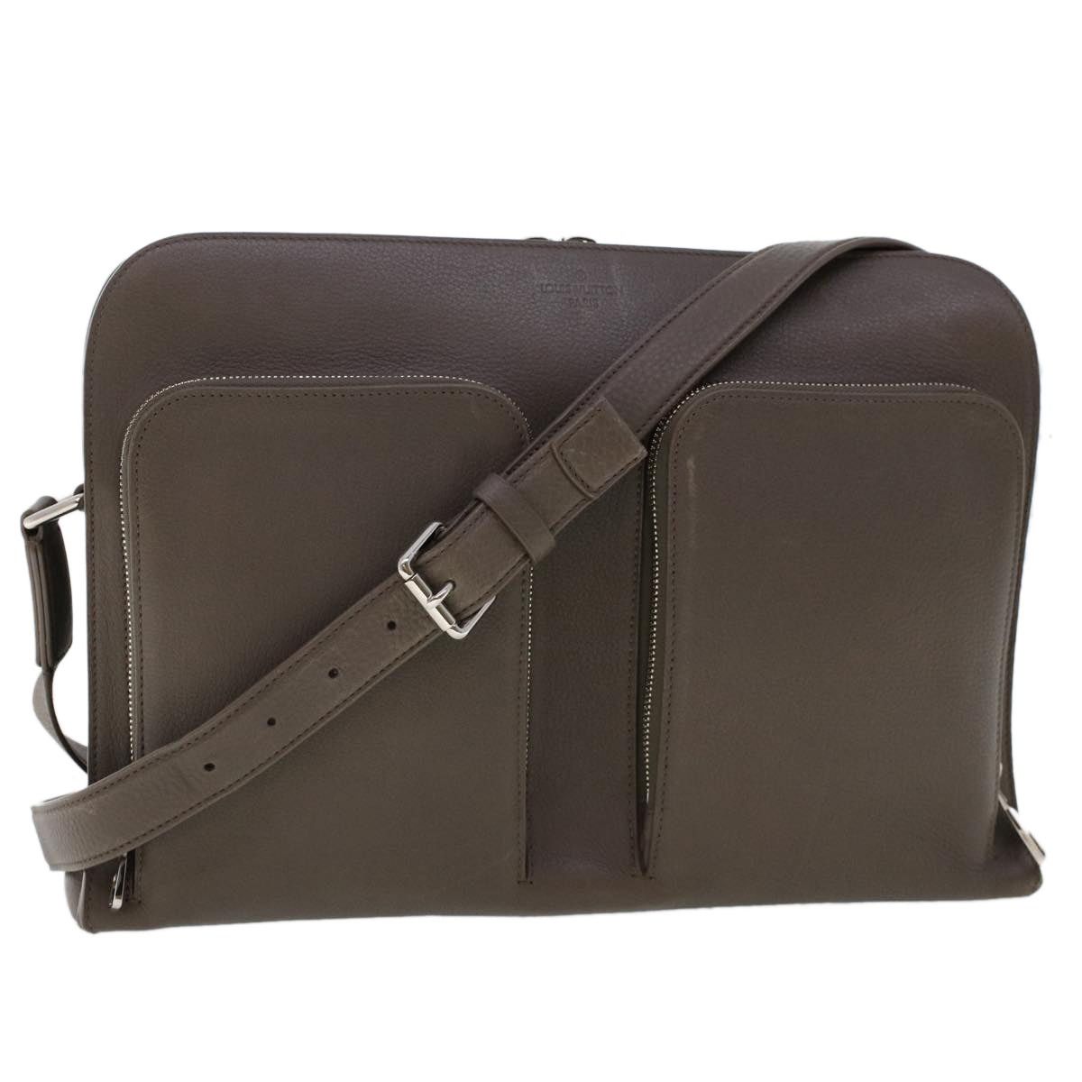 Louis Vuitton Naxos Shoulder Bag Leather Gray in Silver, Women's