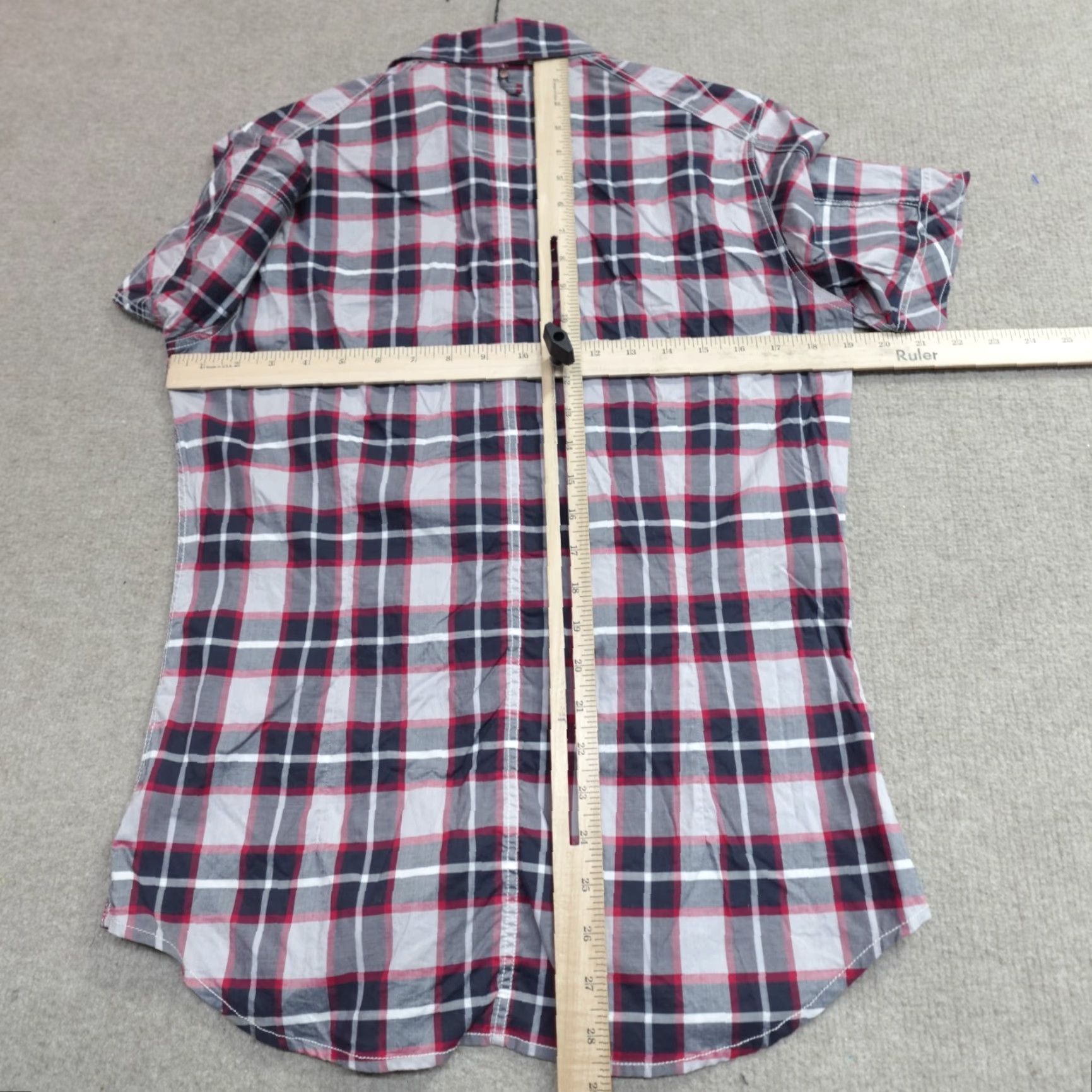 G-Star G-Star Shirt Large Gray Red Snap Front Western Landon Shirt Mens L Gray Western Snap Front Plaid Button-Up Short Sleeve Size US L / EU 52-54 / 3 - 6 Thumbnail