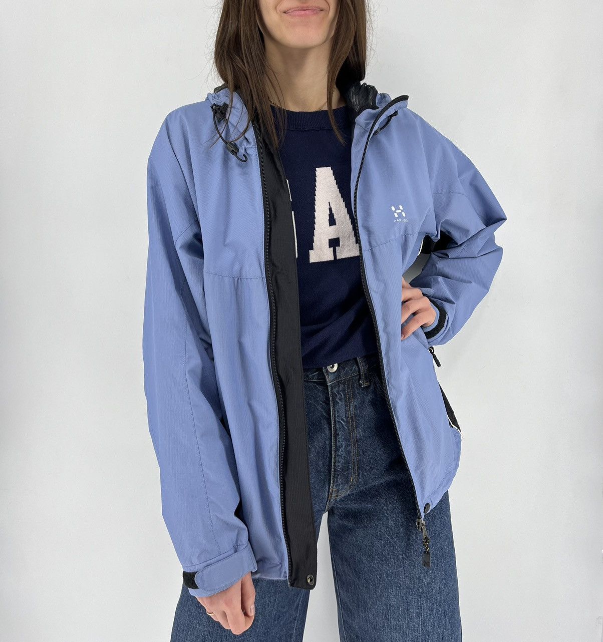 Haglofs × Vintage Women’s Woman Haglöfs Windbreaker Jacket Blue Nylon Size L Size M / US 6-8 / IT 42-44 - 5 Thumbnail