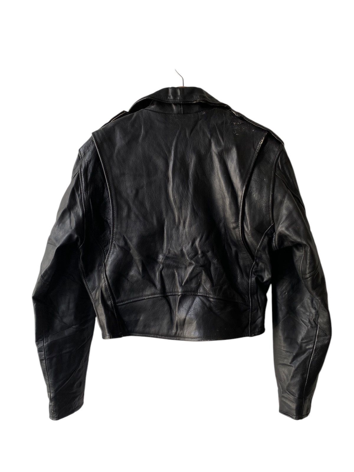 Genuine Leather Vintage 90s Double Collar Genuine Leather Biker Jacket Size US M / EU 48-50 / 2 - 3 Thumbnail