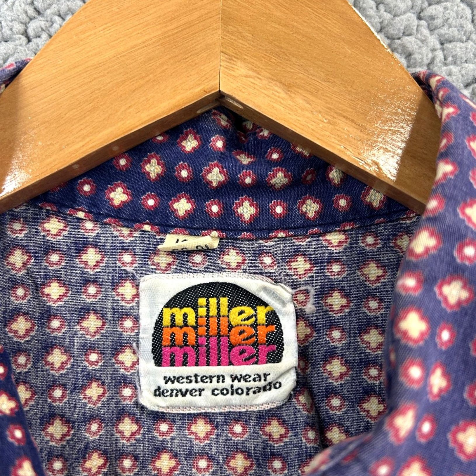 Vintage Miller Western Wear Casual Button-Down Shirt Men's Navy Blue 16-35 USA Made Size US L / EU 52-54 / 3 - 3 Thumbnail