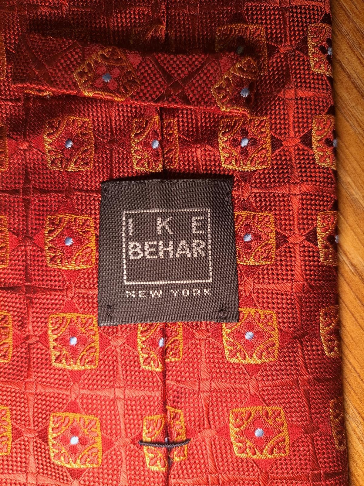 Ike Behar Ike Behar 100% Silk Tie Red Geometric Handmade in USA Wide Size ONE SIZE - 2 Thumbnail