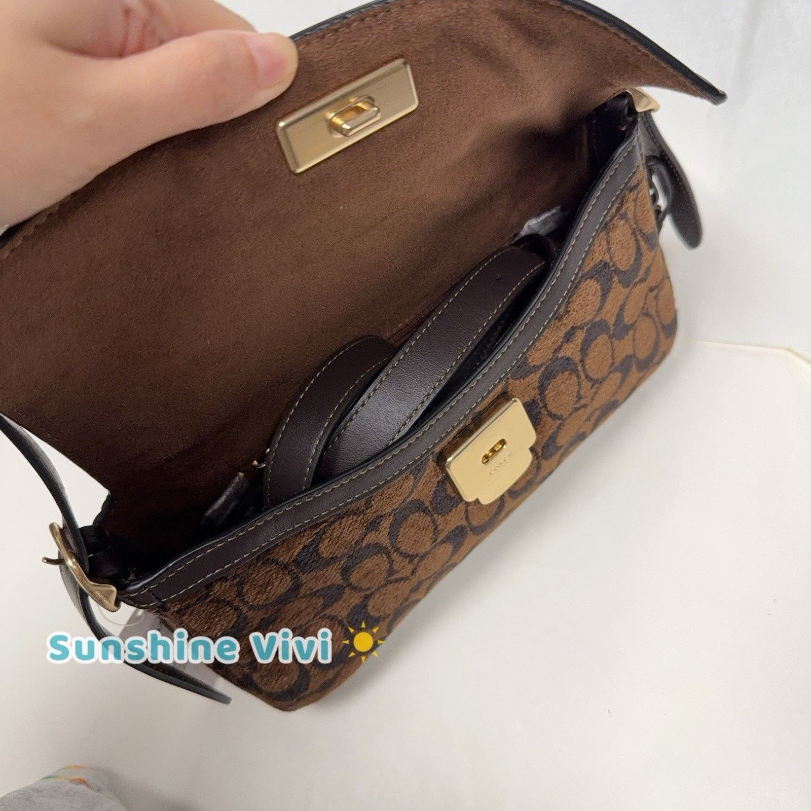 Coach NWT Coach Etta Small Flap Shoulder Bag Chenille CCV65 Gold Size ONE SIZE - 2 Thumbnail