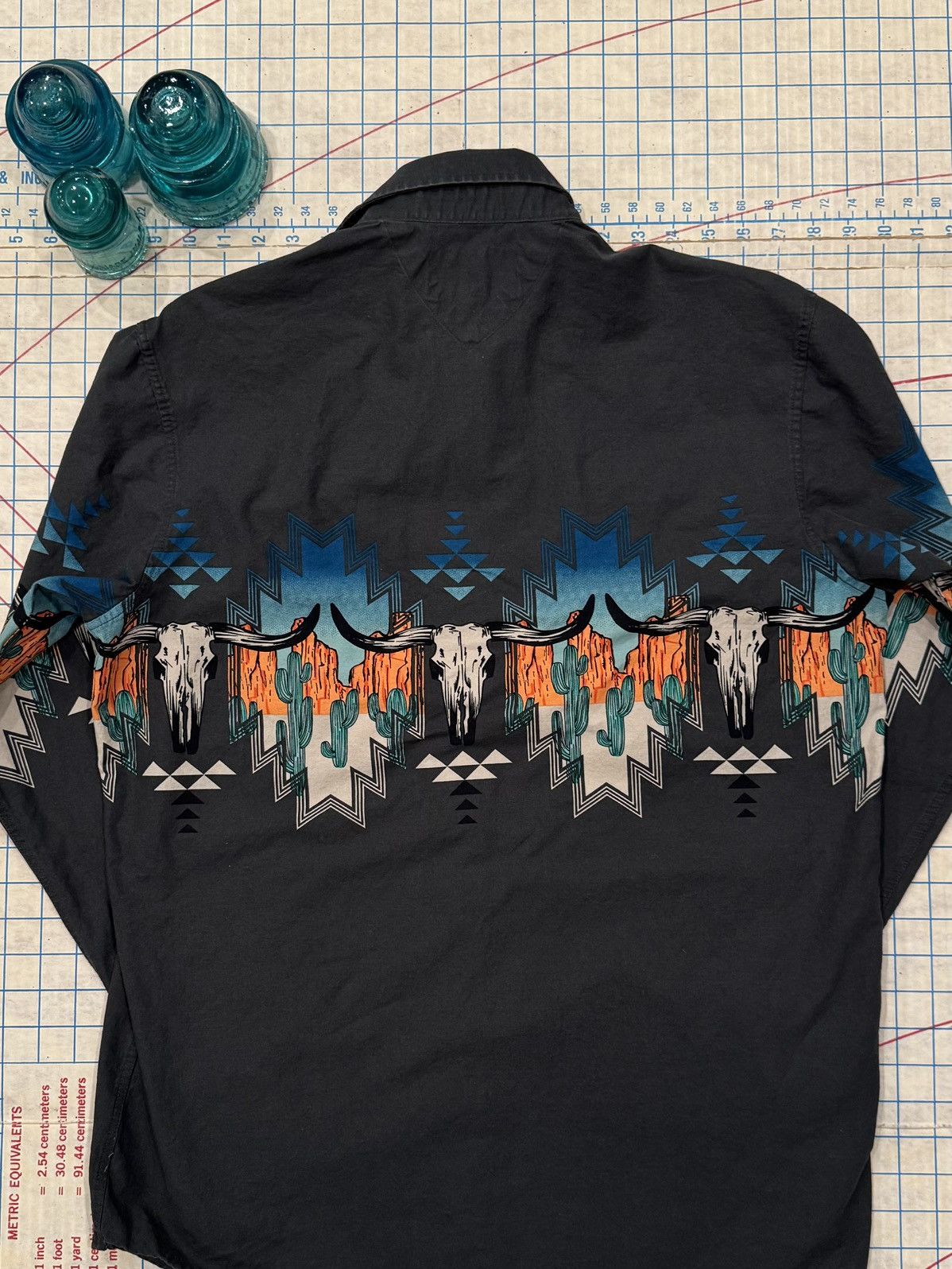 Panhandle Slim Panhandle Mens Navajo Skull Print Pearl Snap Western Shirt L Size US L / EU 52-54 / 3 - 7 Thumbnail