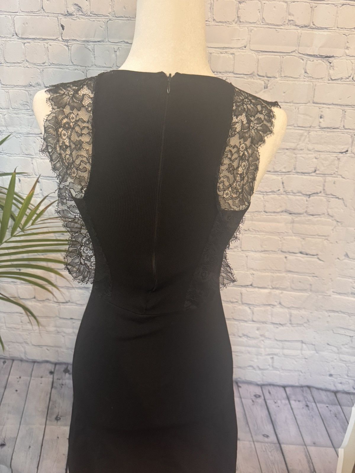 Zara ZARA knit black dress with lace accents Size S / US 4 / IT 40 - 3 Thumbnail