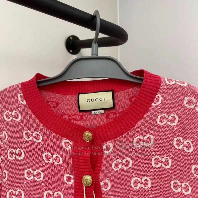 Gucci Gucci Full-print double G gold buckle knitted cardigan coa Size S / US 4 / IT 40 - 6 Thumbnail